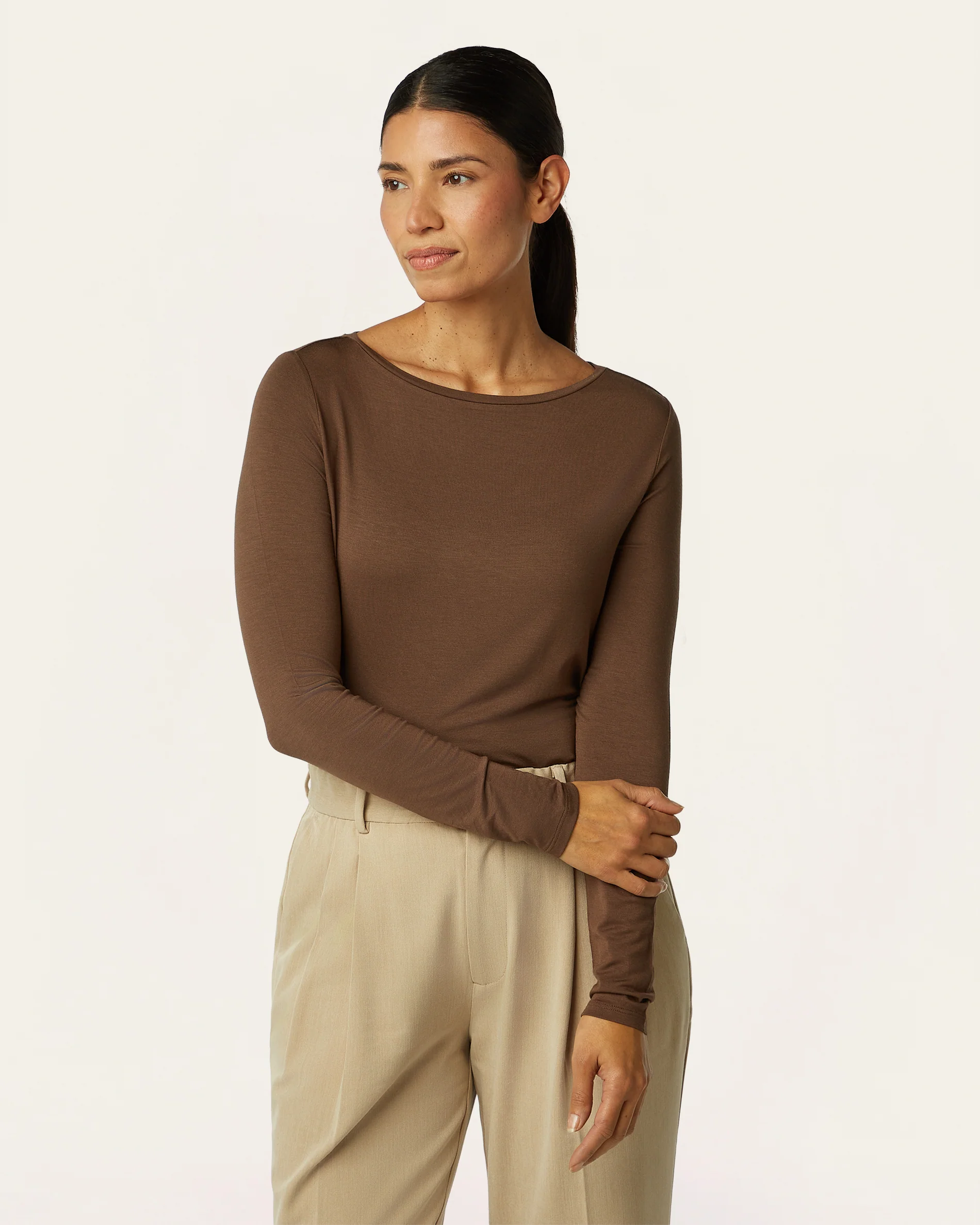 Boatneck Knit - Dark Brown - Image 3