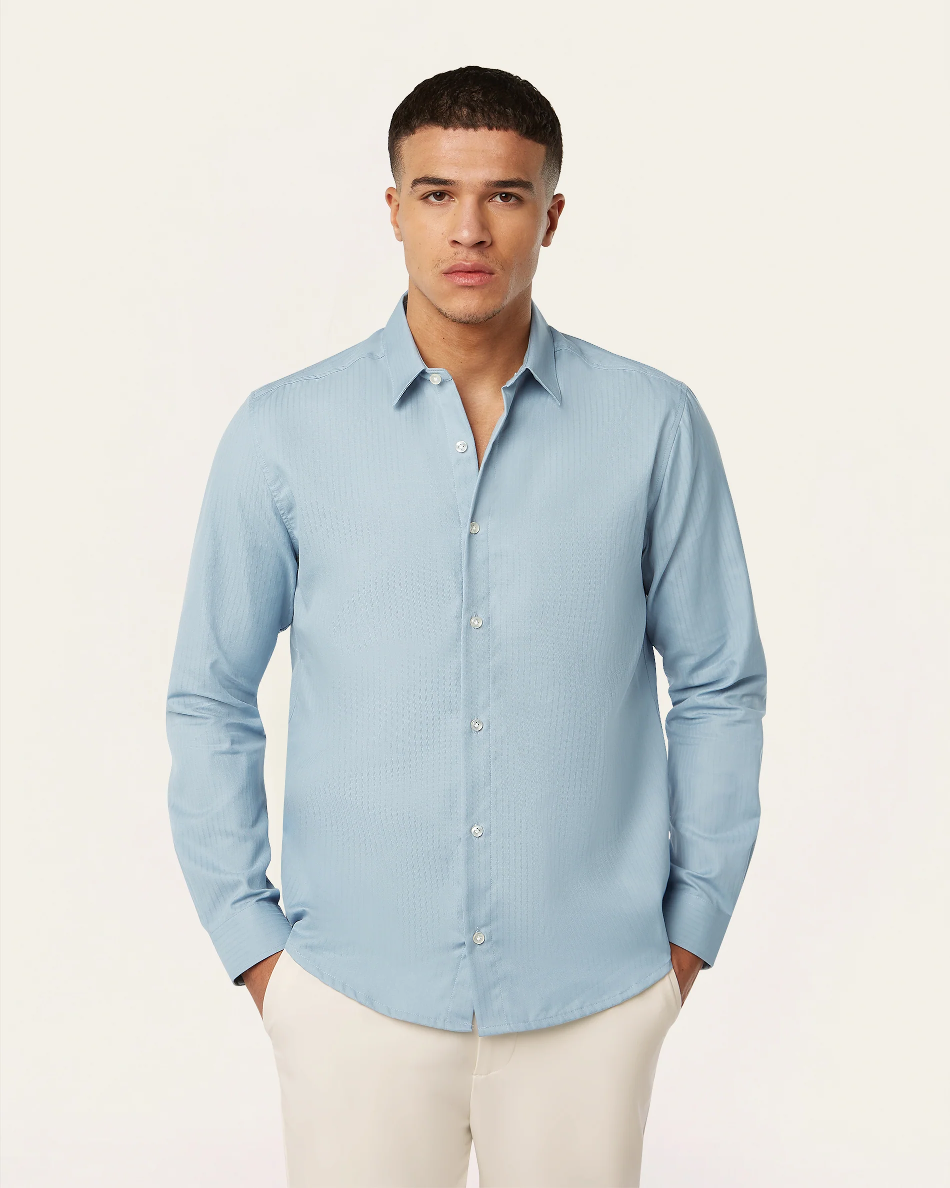 Twill Shirt Light Blue - Image 3