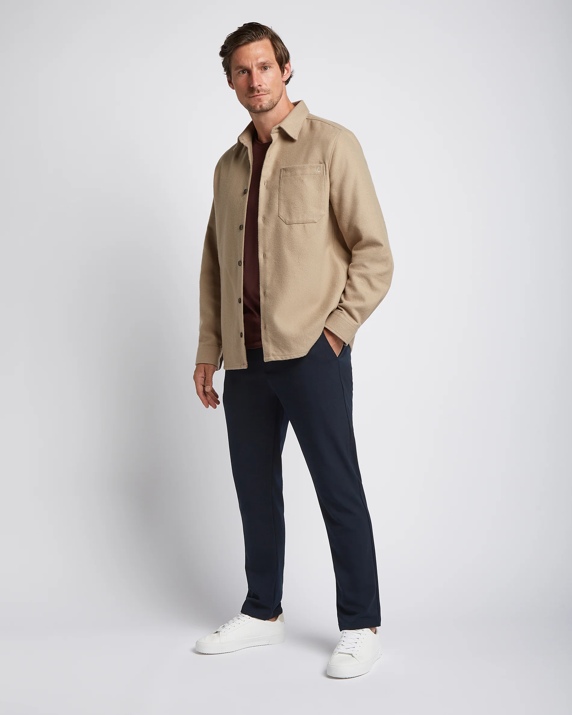 Flannel Overshirt Beige - Image 5