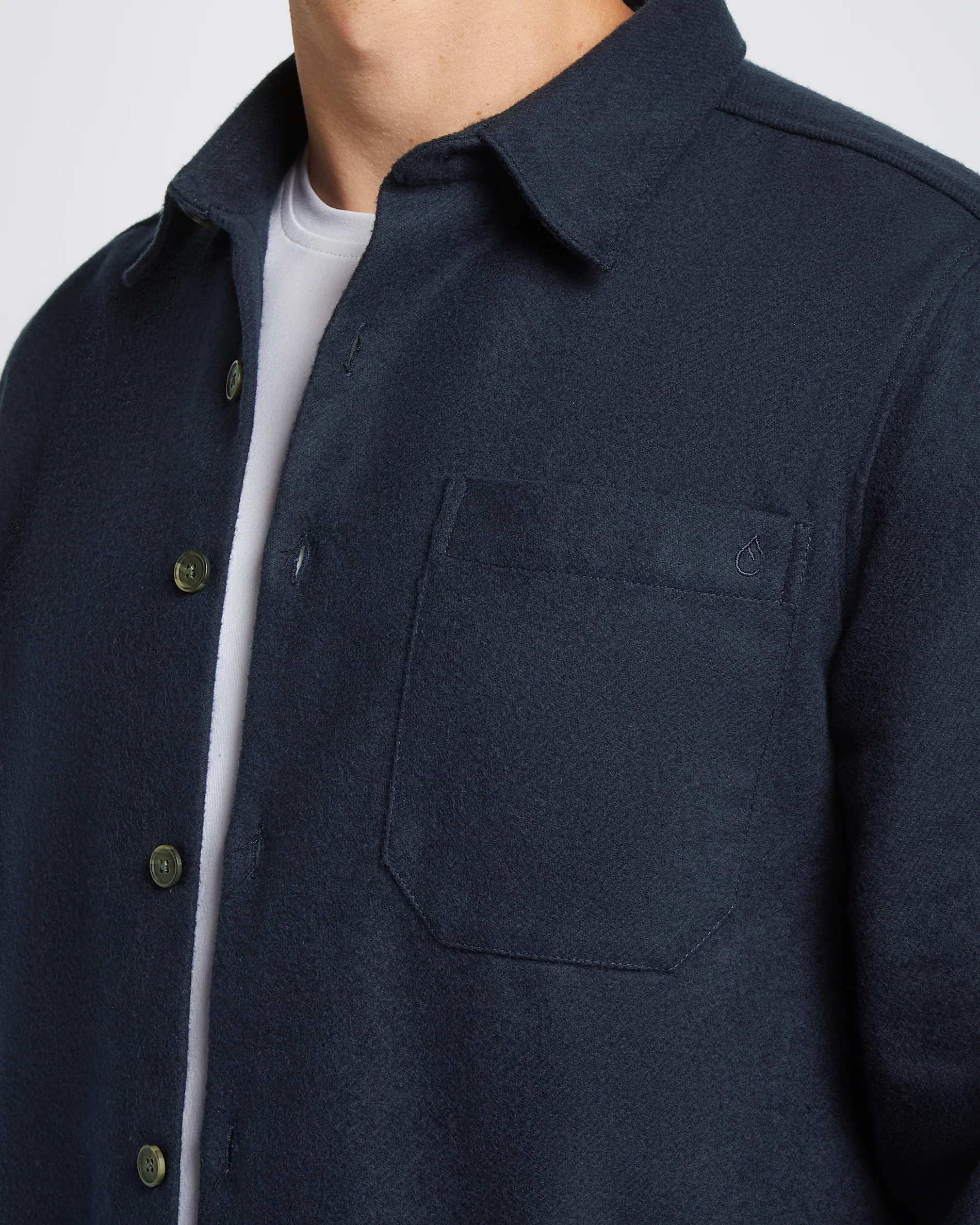 Flannel Overshirt Navy - Image 3