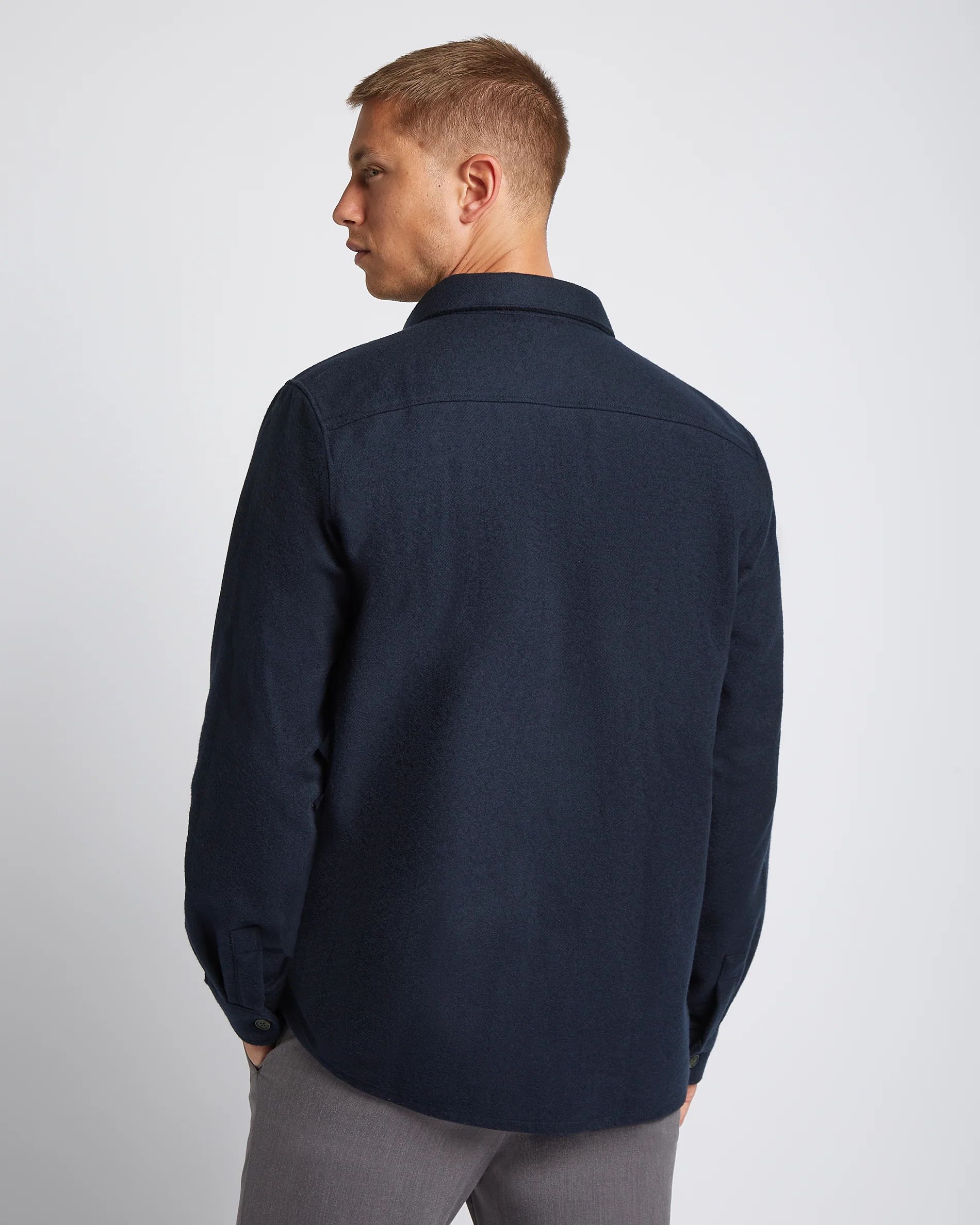 Flannel Overshirt Navy - Image 4