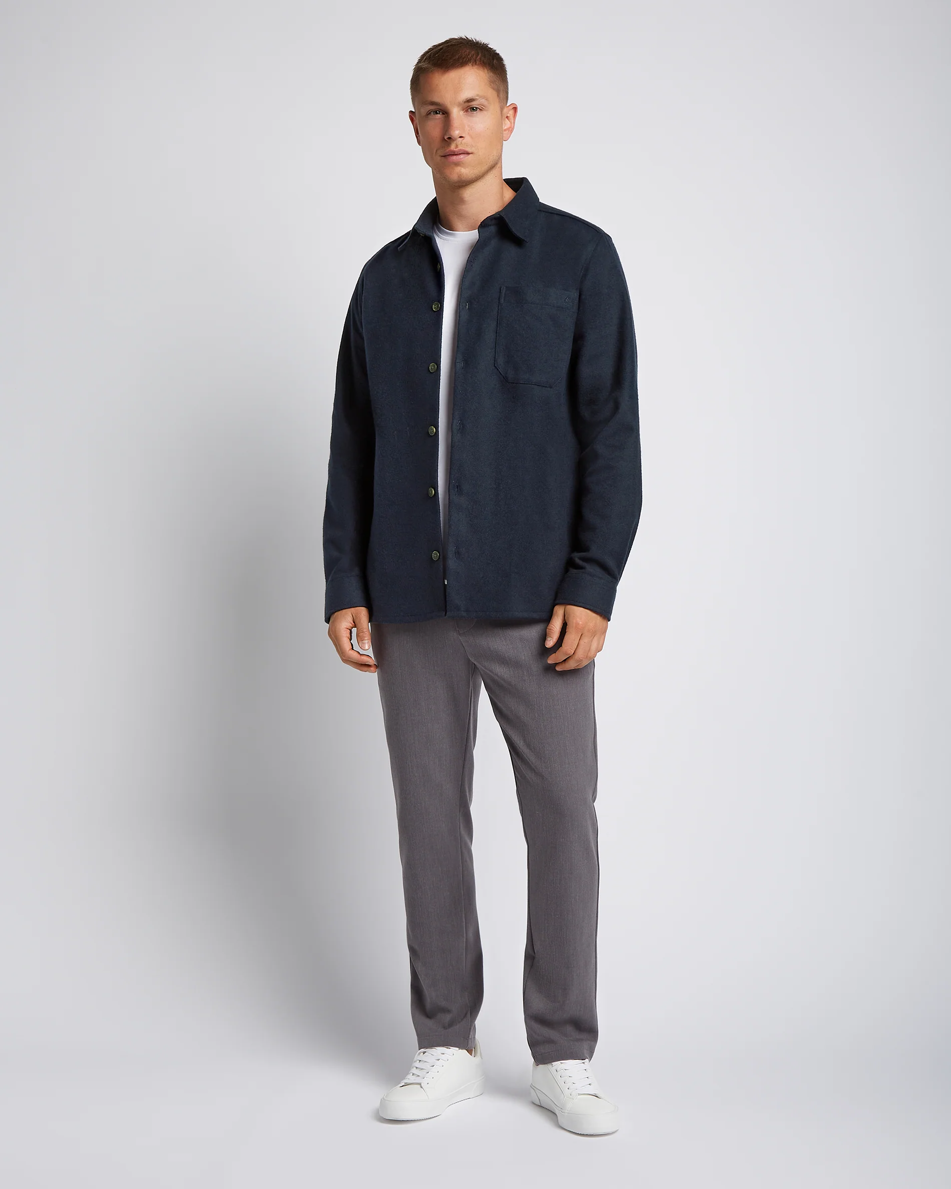 Flannel Overshirt Navy - Image 5