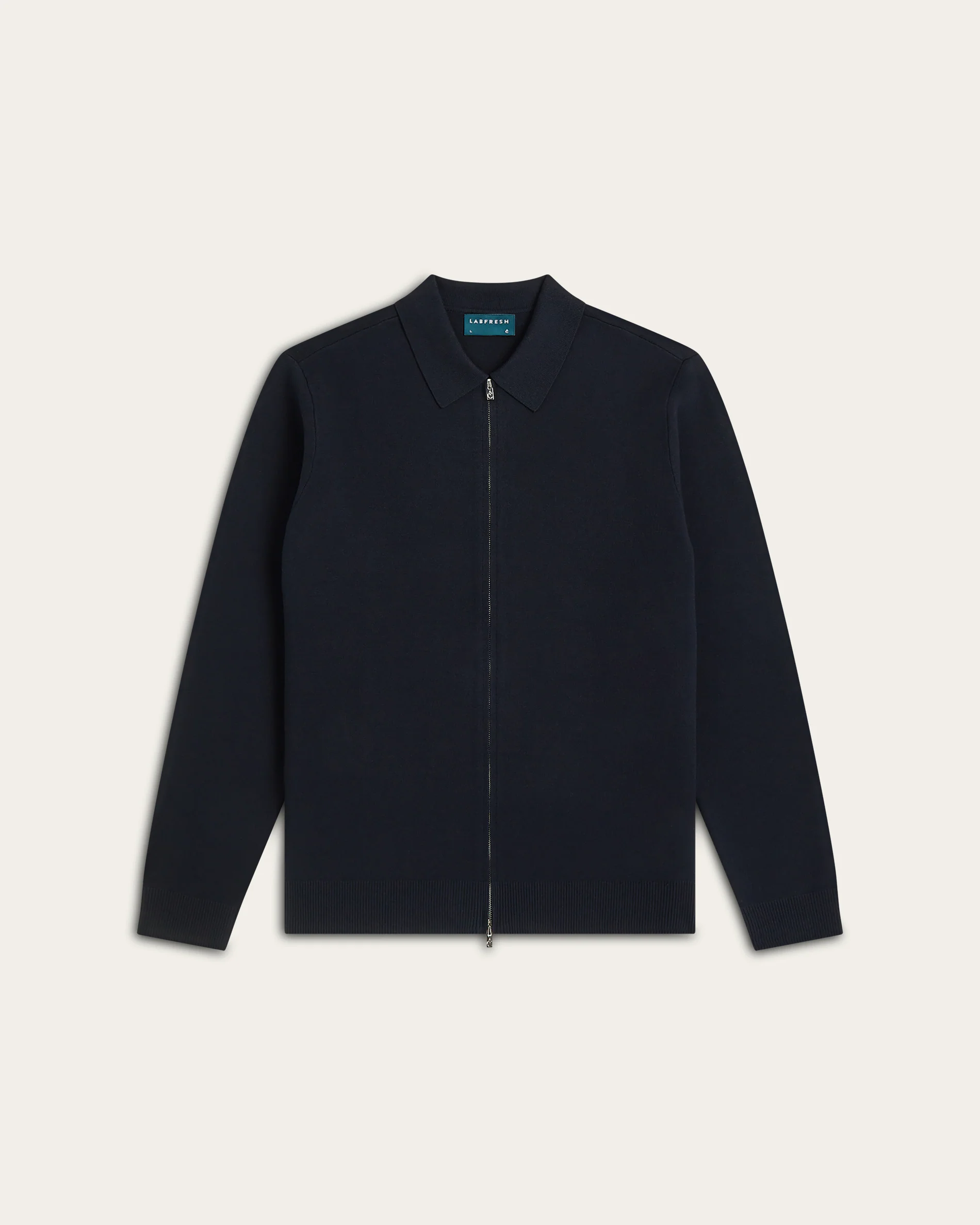 Full Zip Jacquard Cardigan Navy - Image 3