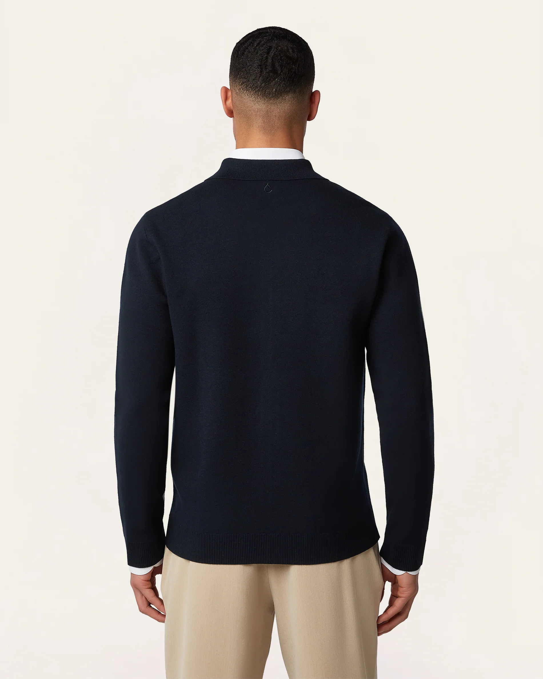 Full Zip Jacquard Cardigan Navy - Image 4