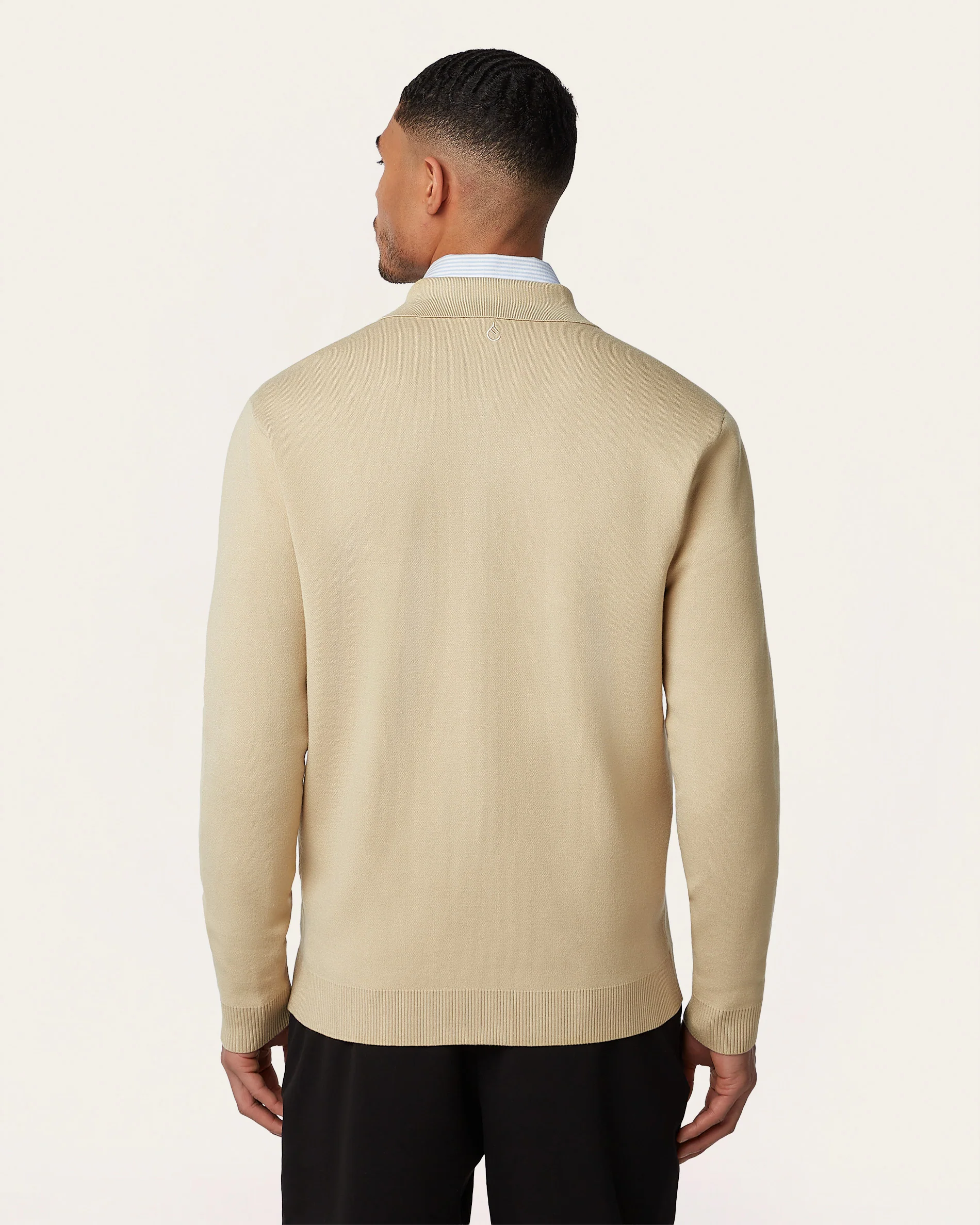 Full Zip Jacquard Cardigan Sand - Image 5