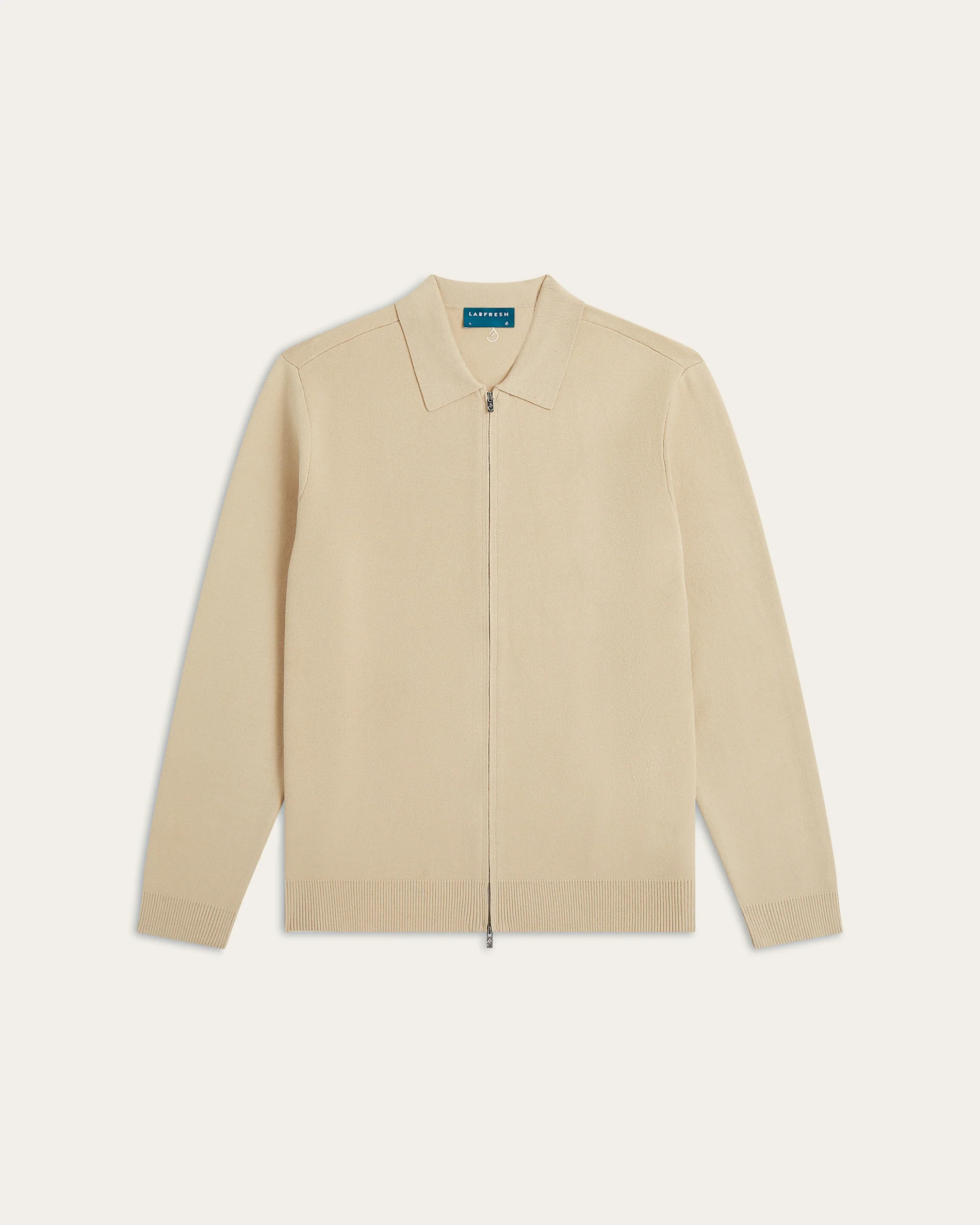 Full Zip Jacquard Cardigan Sand - Image 7
