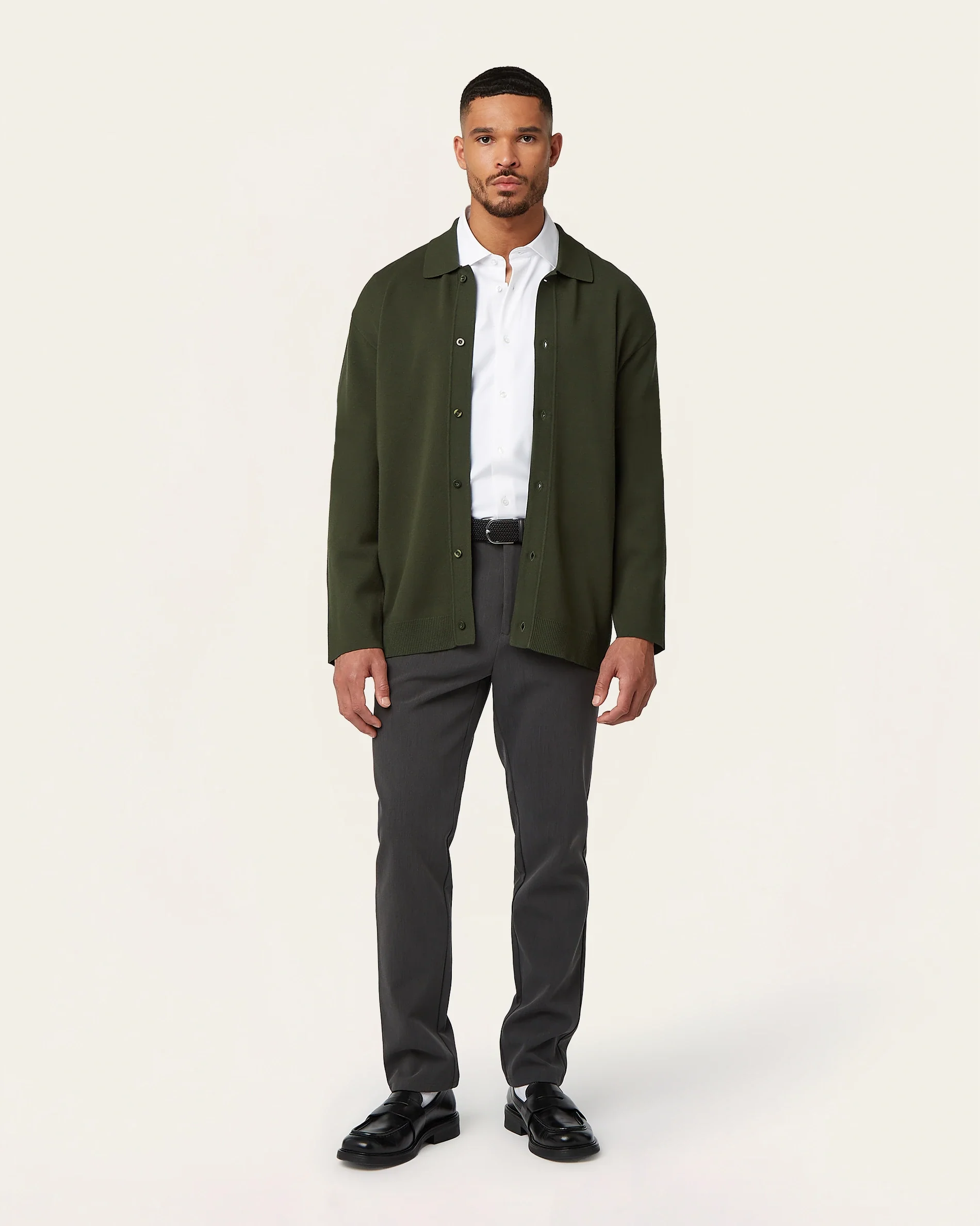 Jacquard Cardigan Dark Green - Image 4