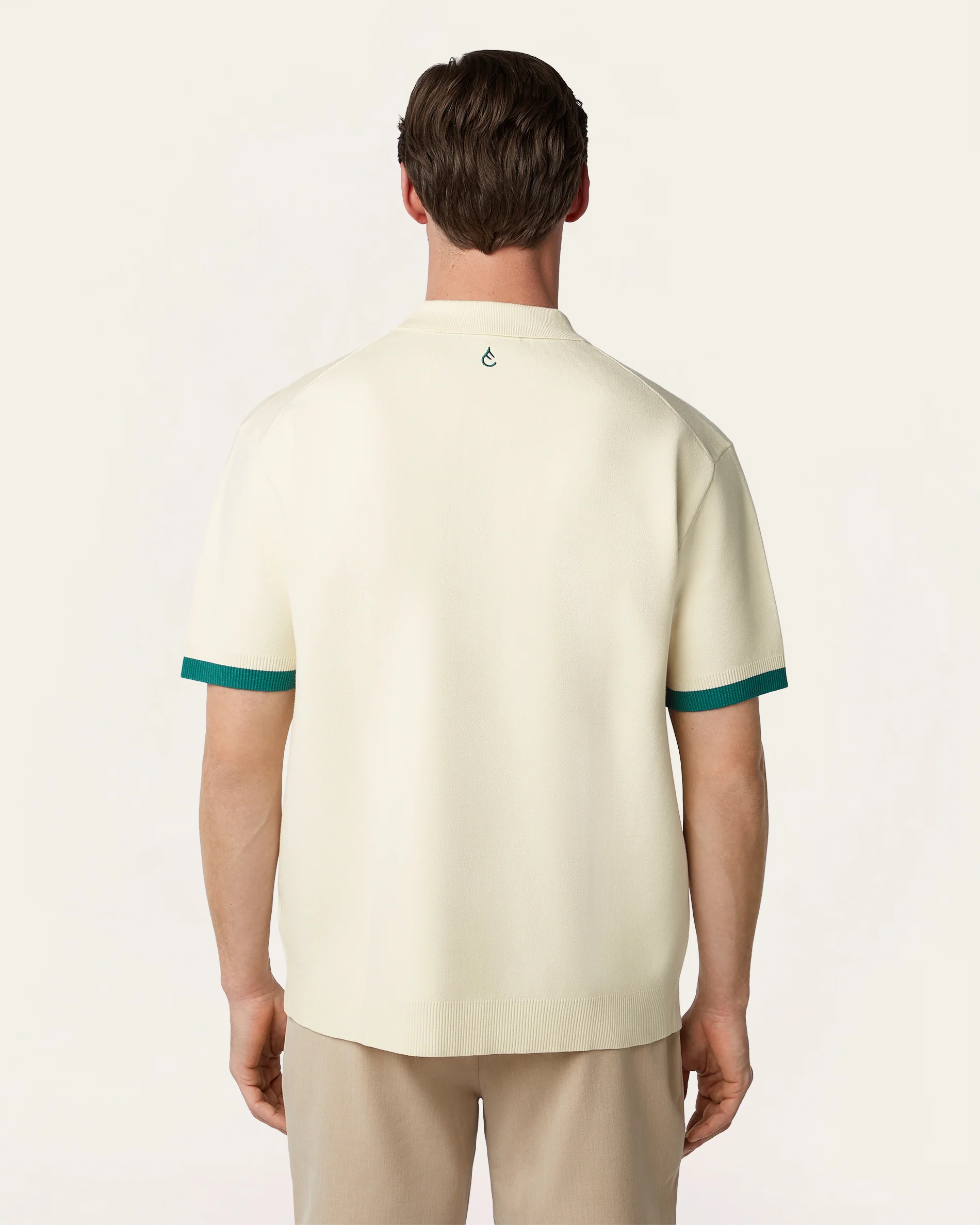 Jacquard Short Sleeve Shirt Off White / Dark Green - Image 4