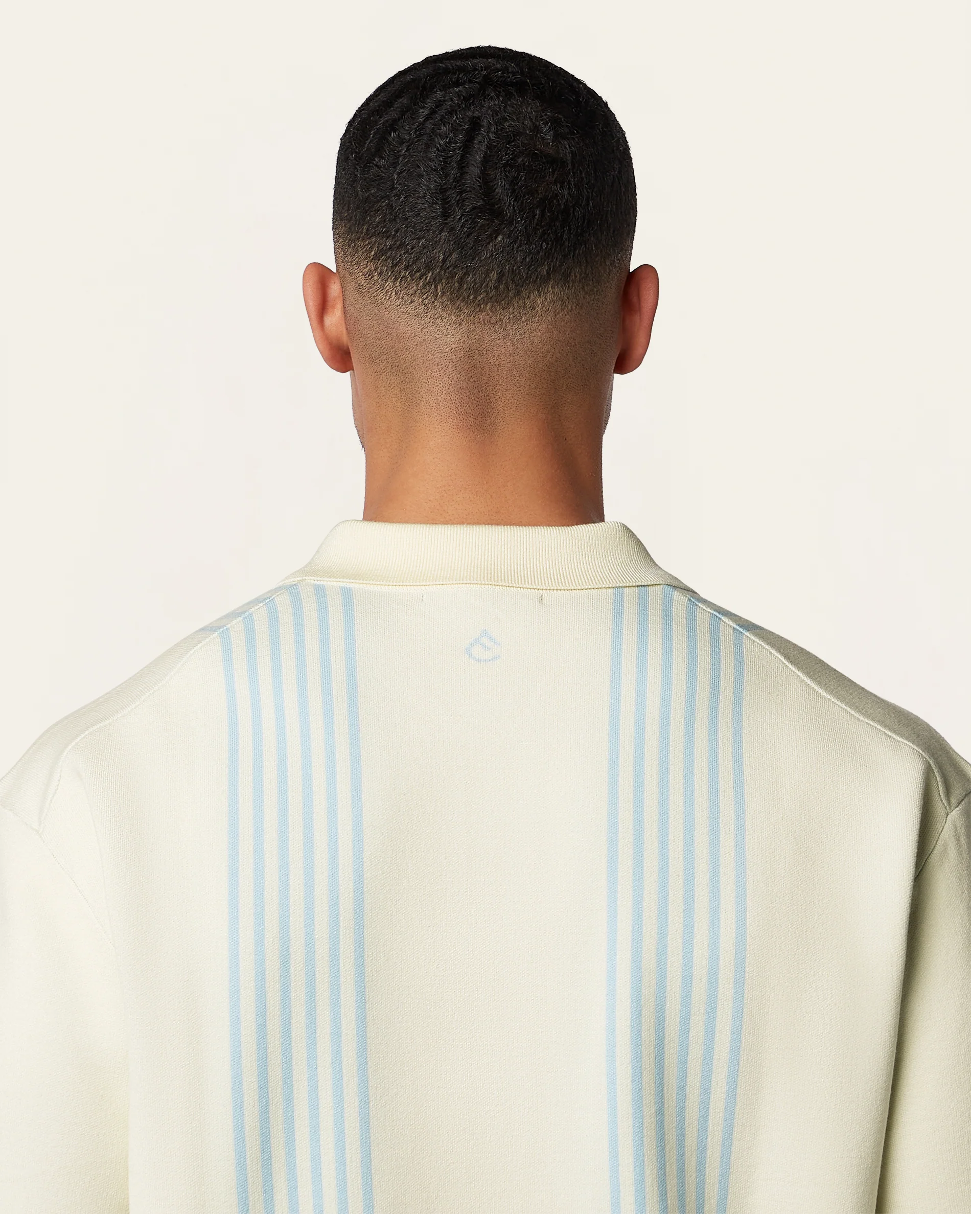 Jacquard Short Sleeve Shirt Off White / Light Blue - Image 3