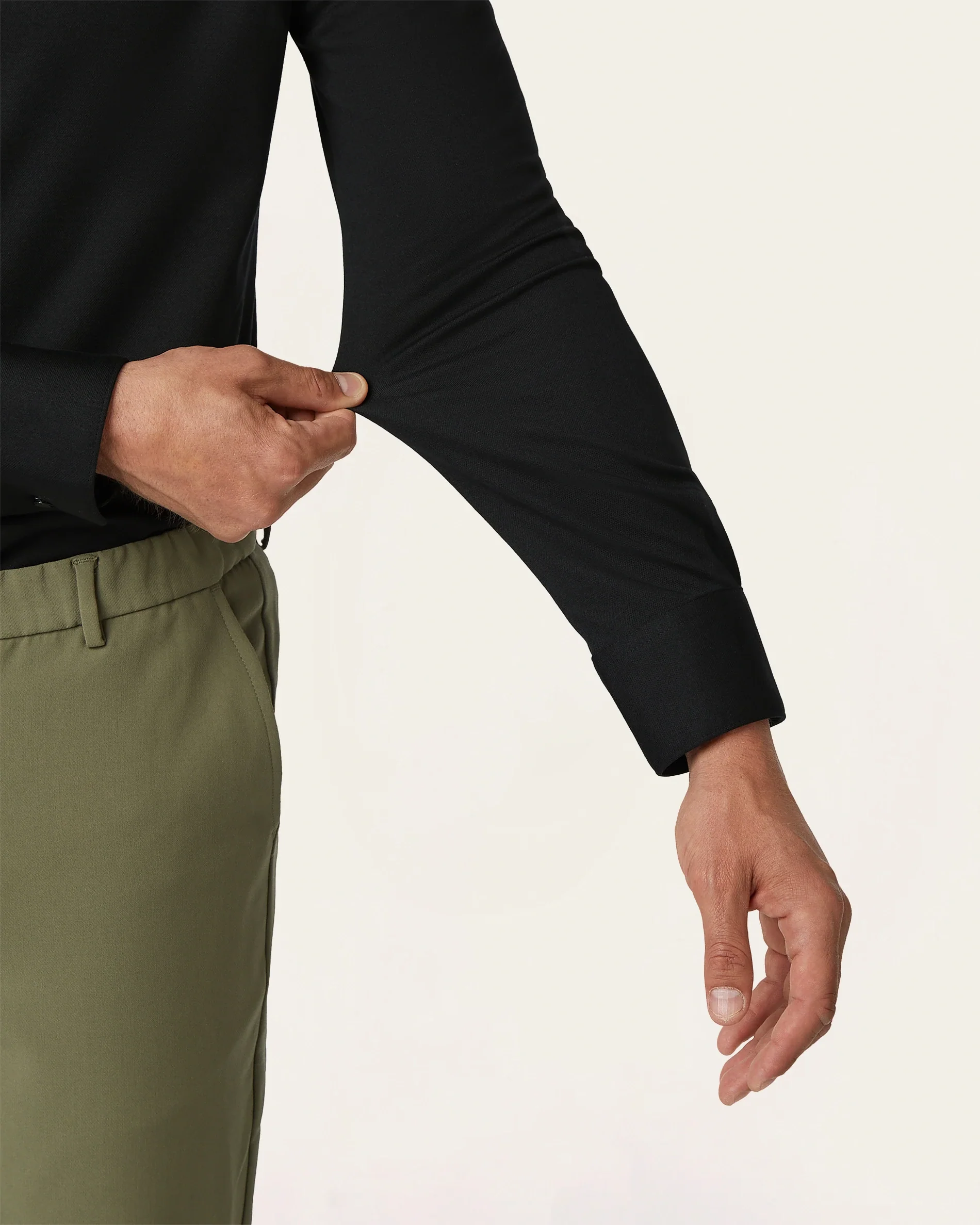 Knitted non-iron shirt black - Image 4