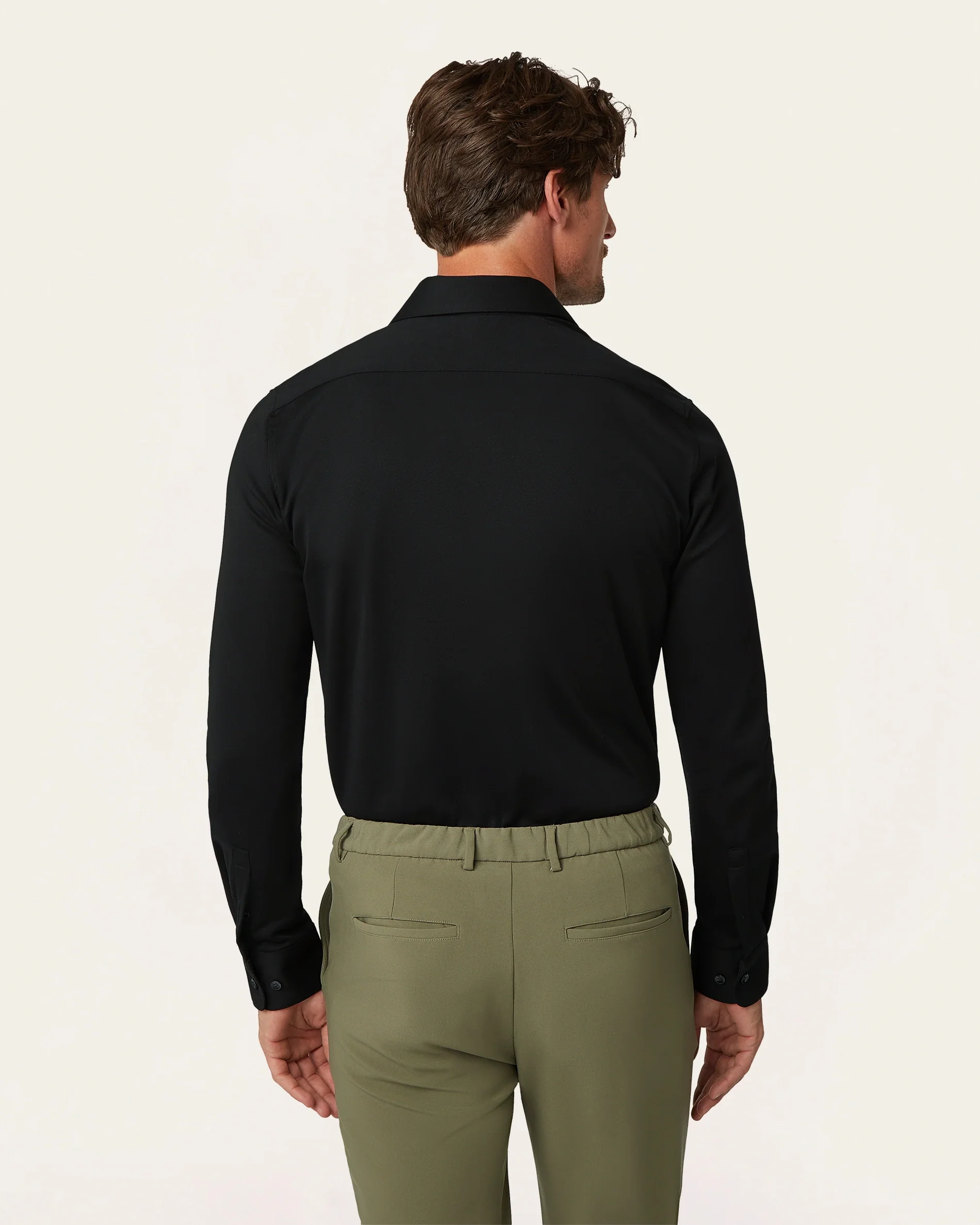 Knitted non-iron shirt black - Image 5
