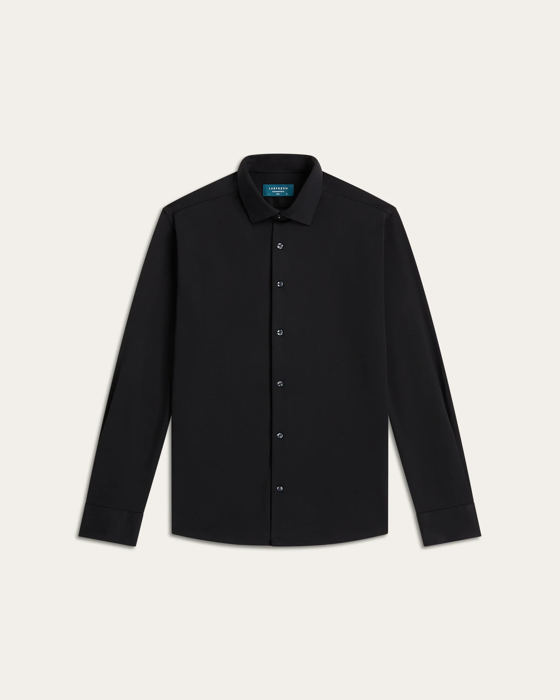 Knitted non-iron shirt black - Image 6
