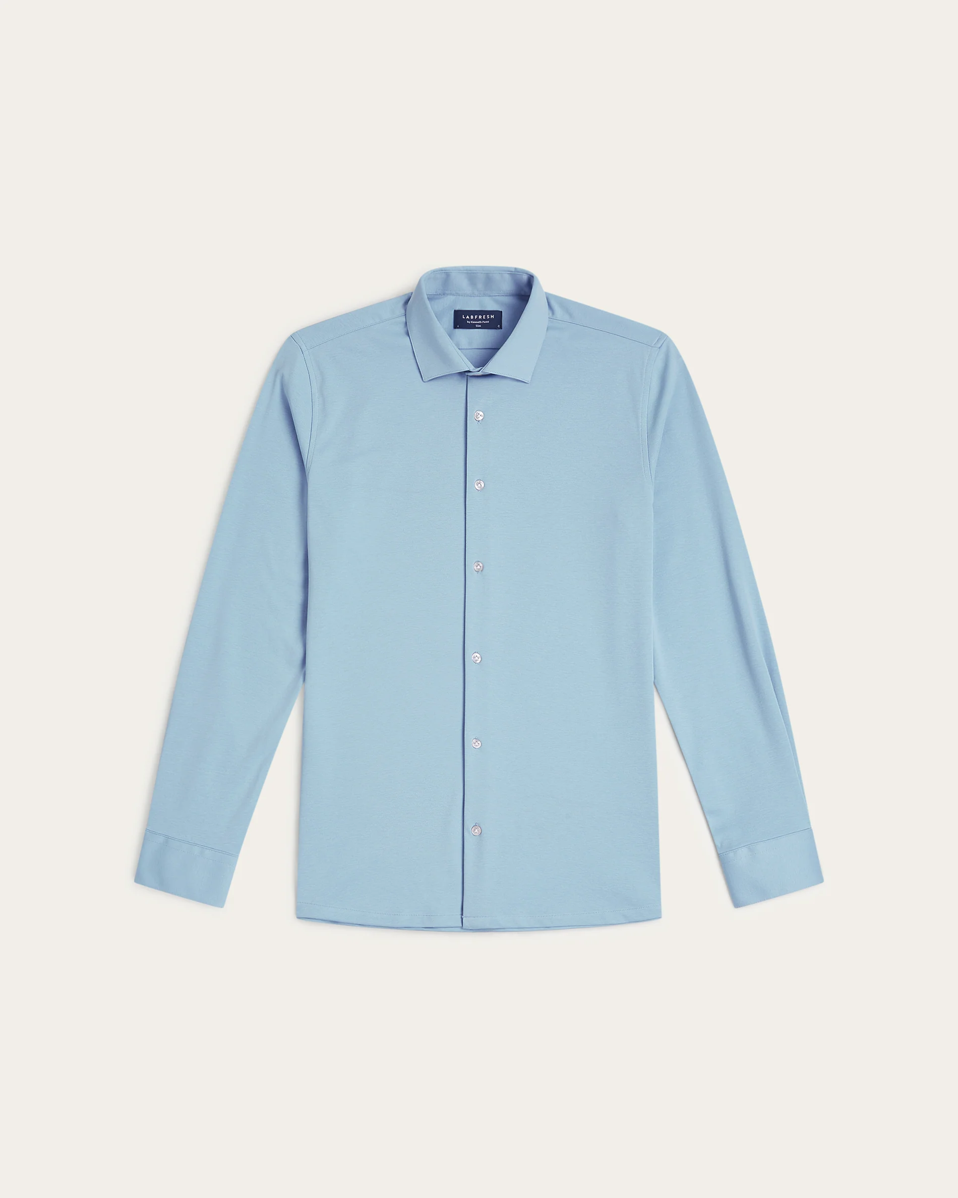 Knitted non-iron shirt blue - Image 6