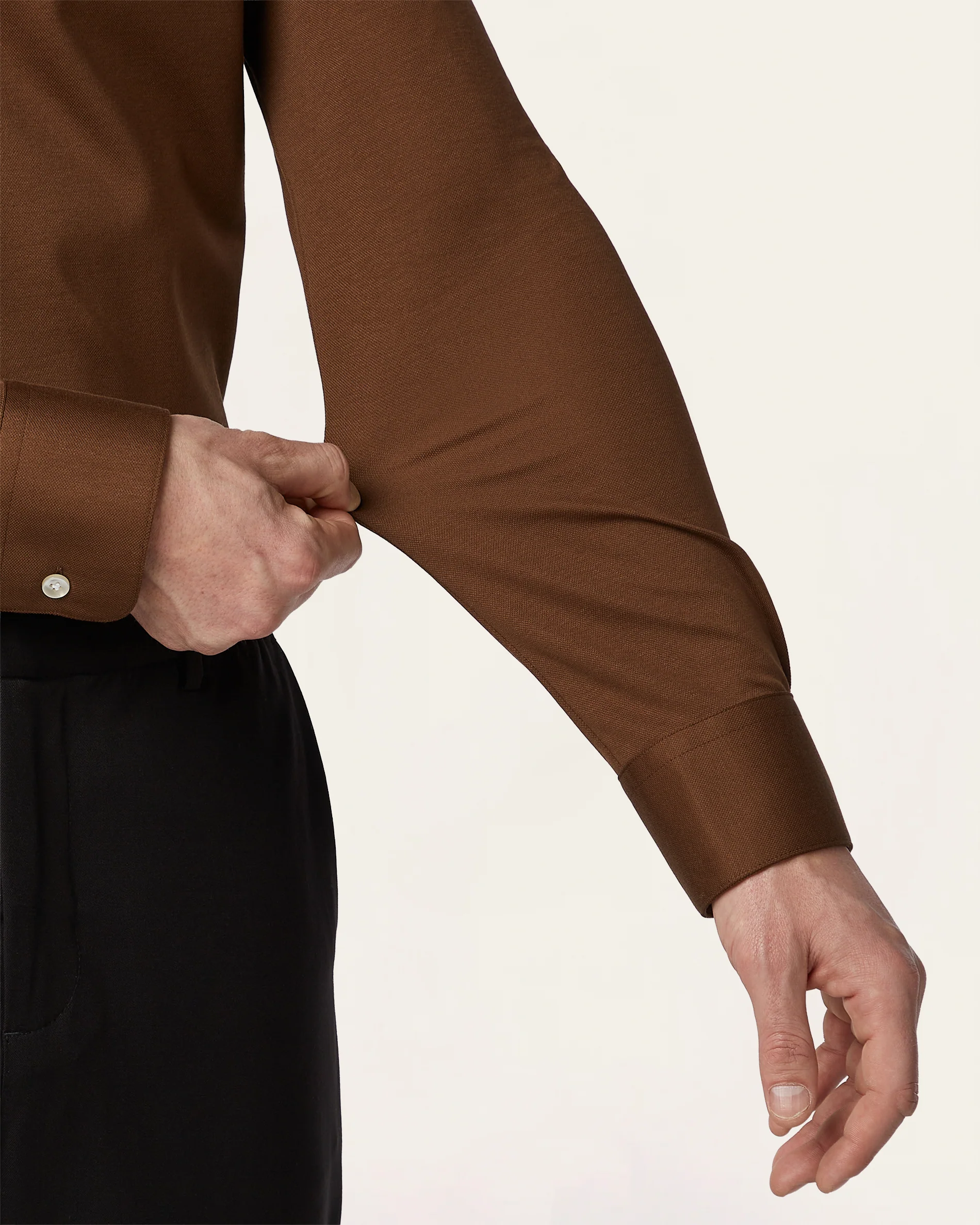 Knitted non-iron shirt Brown - Image 5