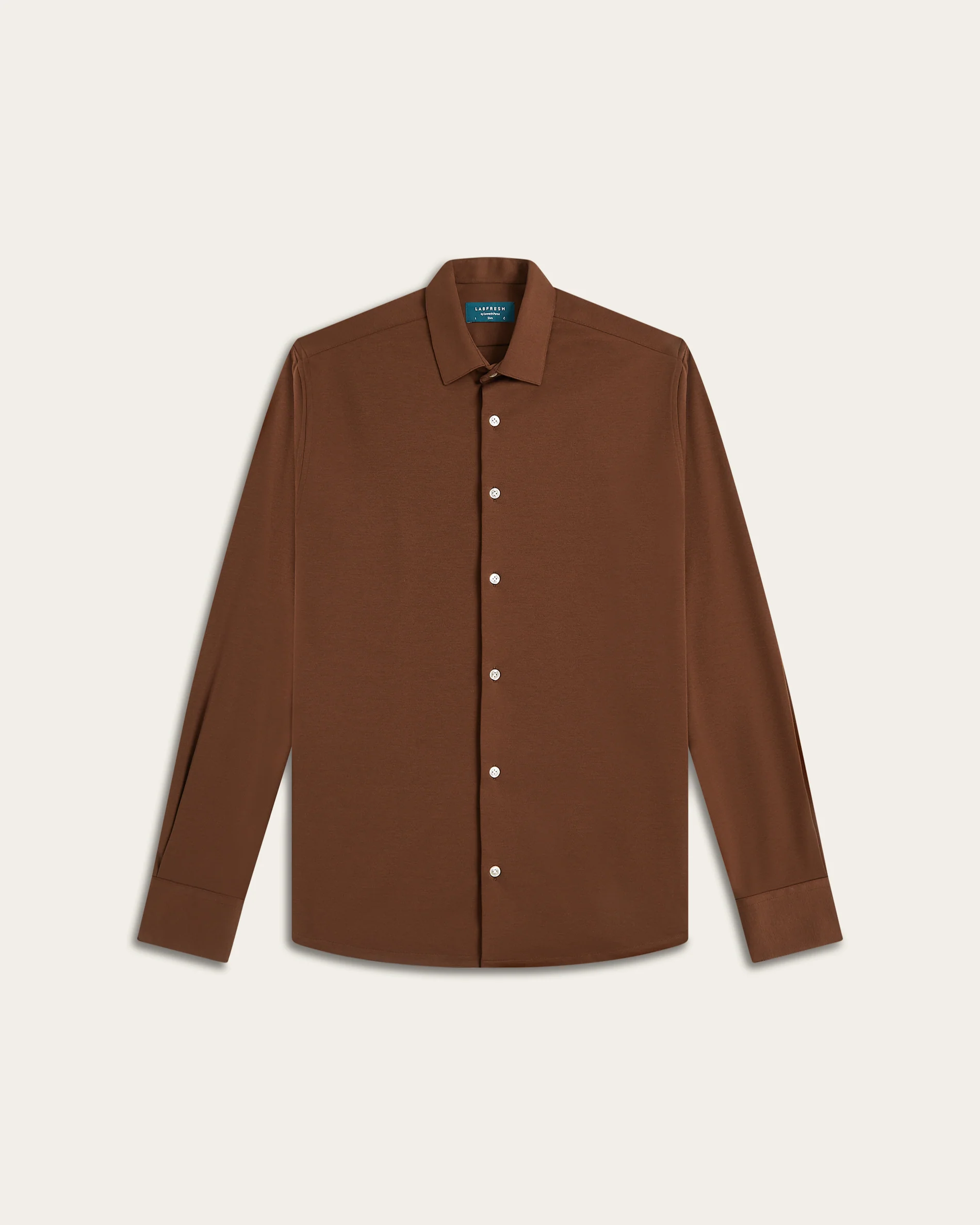 Knitted non-iron shirt Brown - Image 7
