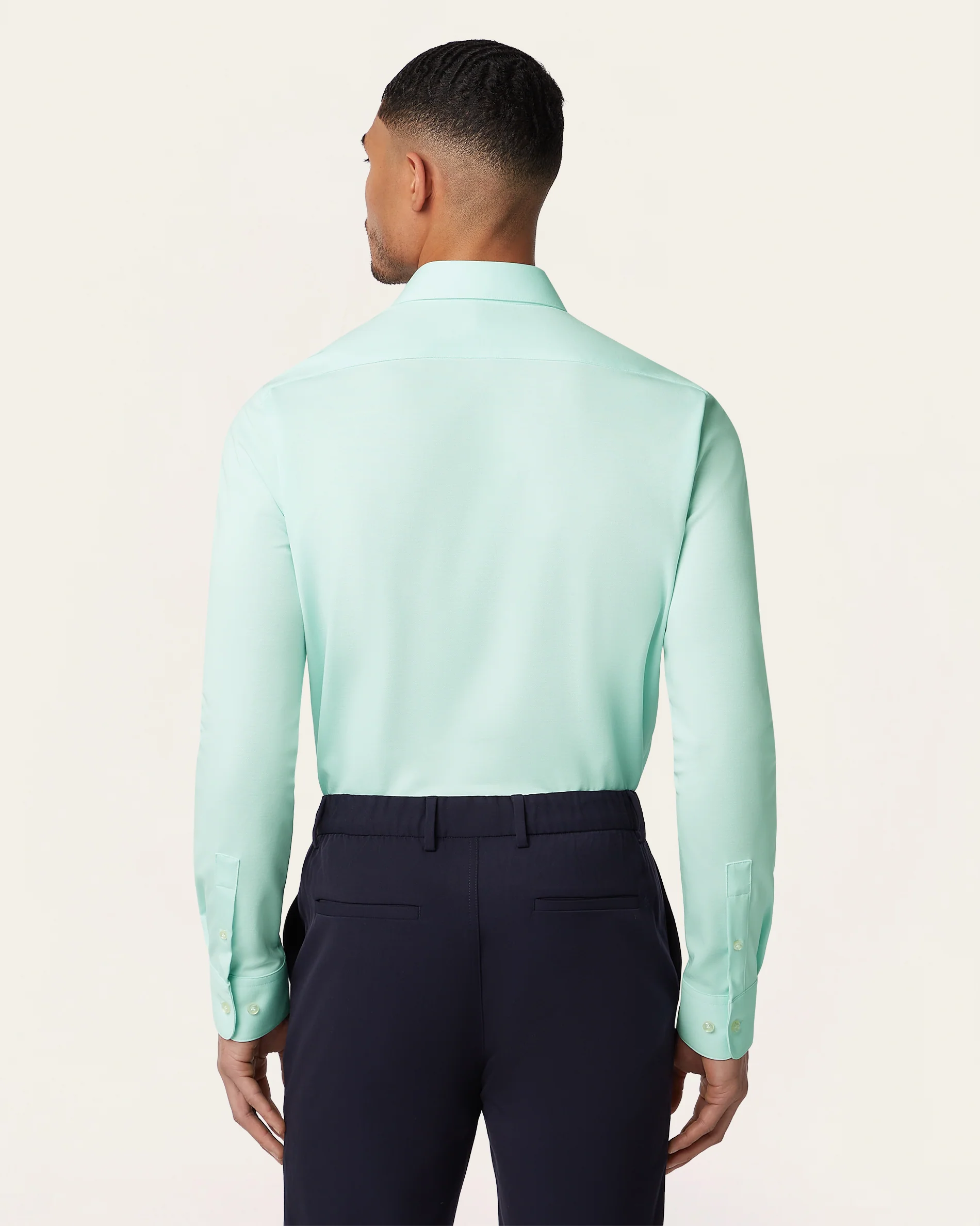 Knitted non-iron shirt Jade Green - Image 3