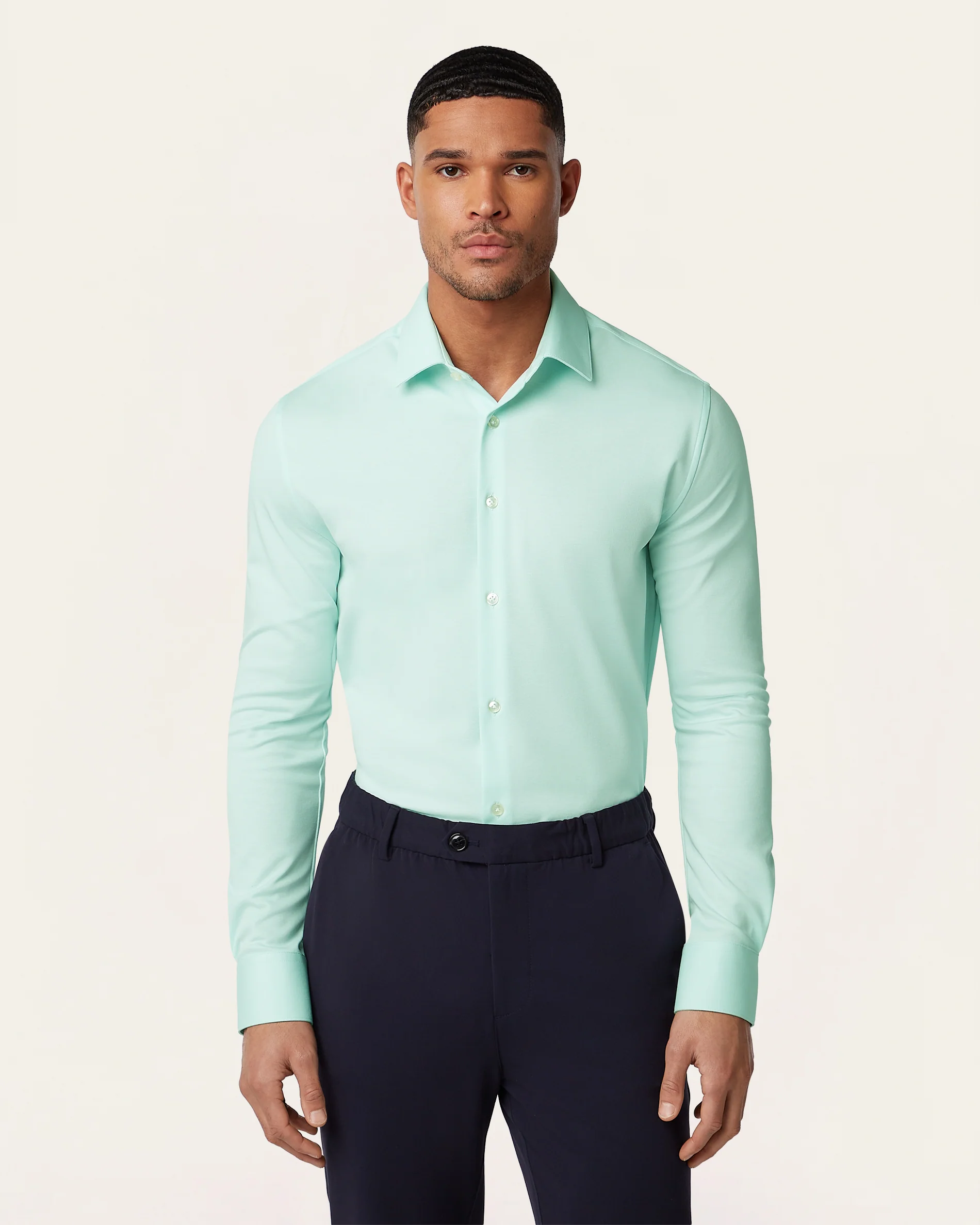 Knitted non-iron shirt Jade Green - Image 4