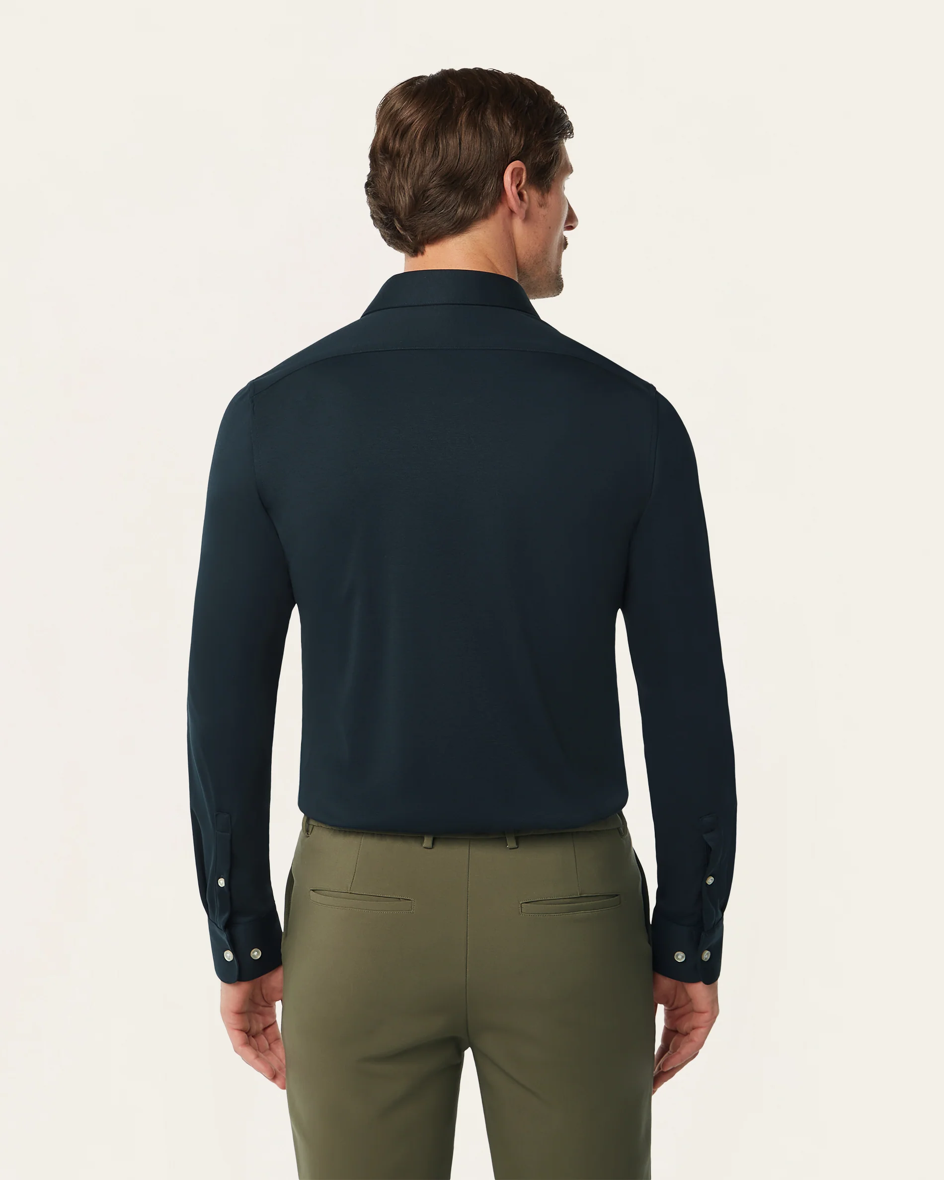 Knitted non-iron shirt navy - Image 3