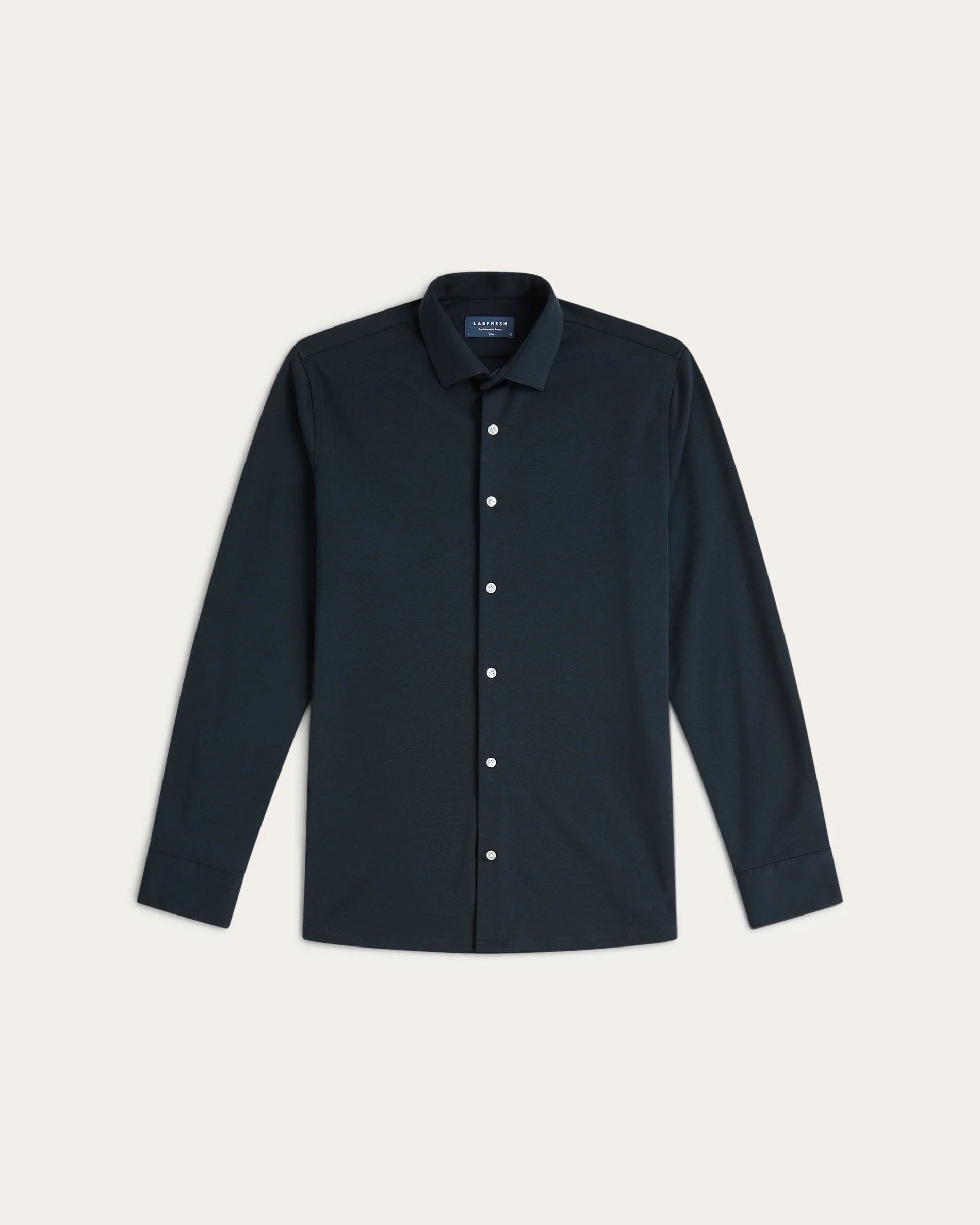 Knitted non-iron shirt navy - Image 7