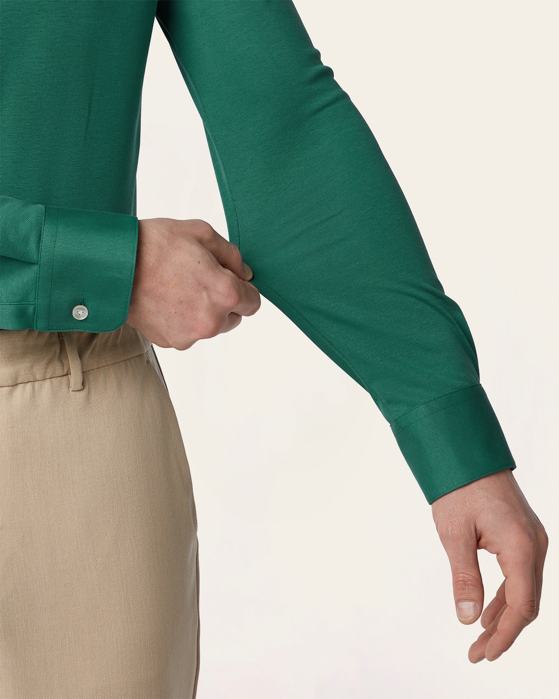 Knitted non-iron shirt North Sea Green - Image 5