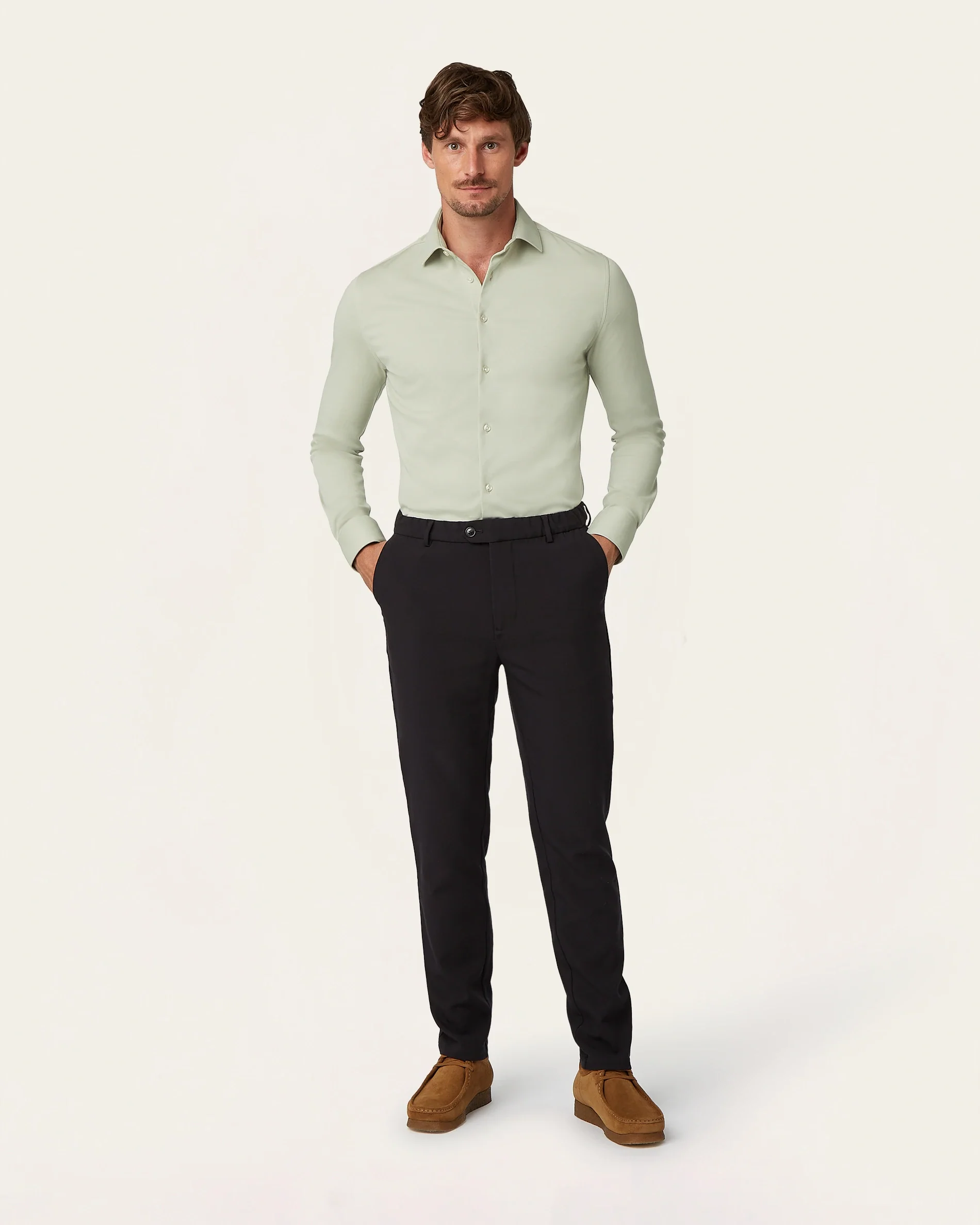 Knitted non-iron shirt Sage - Image 3