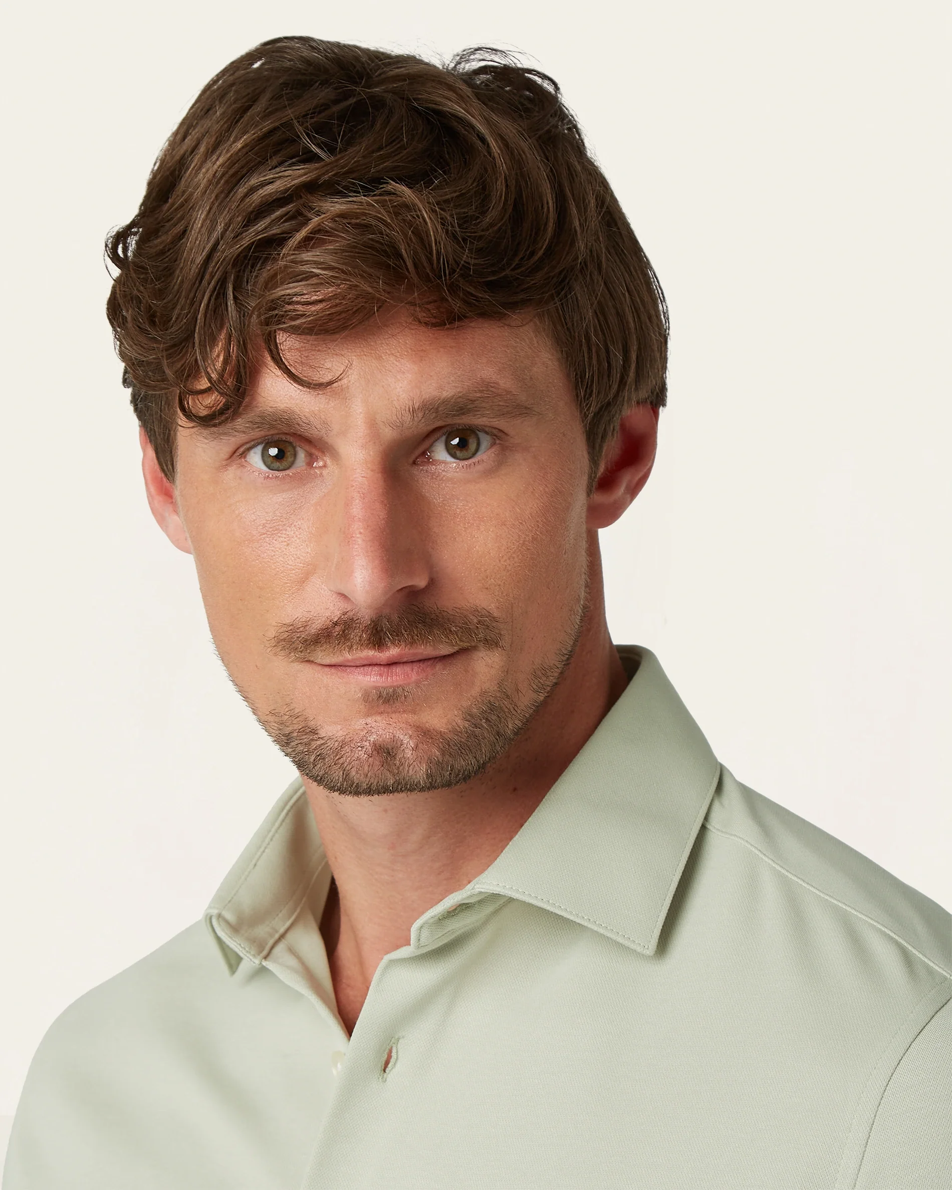 Knitted non-iron shirt Sage - Image 4