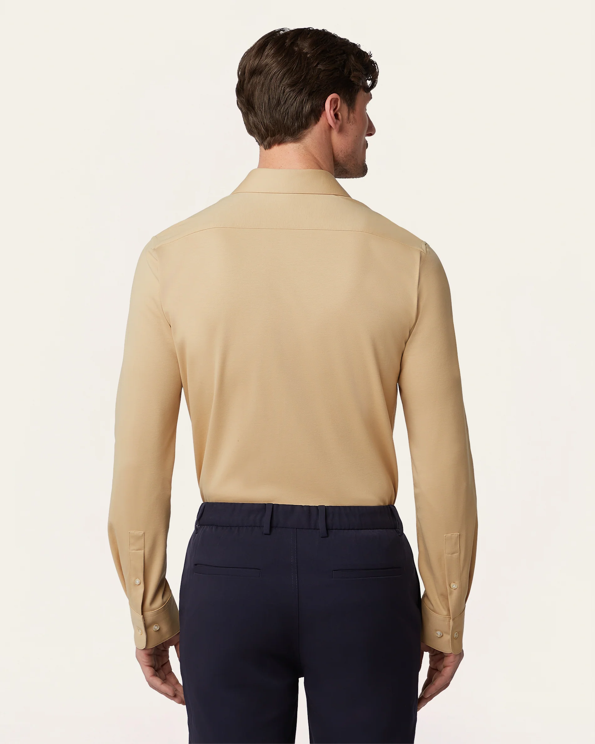 Knitted non-iron shirt Sand - Image 5