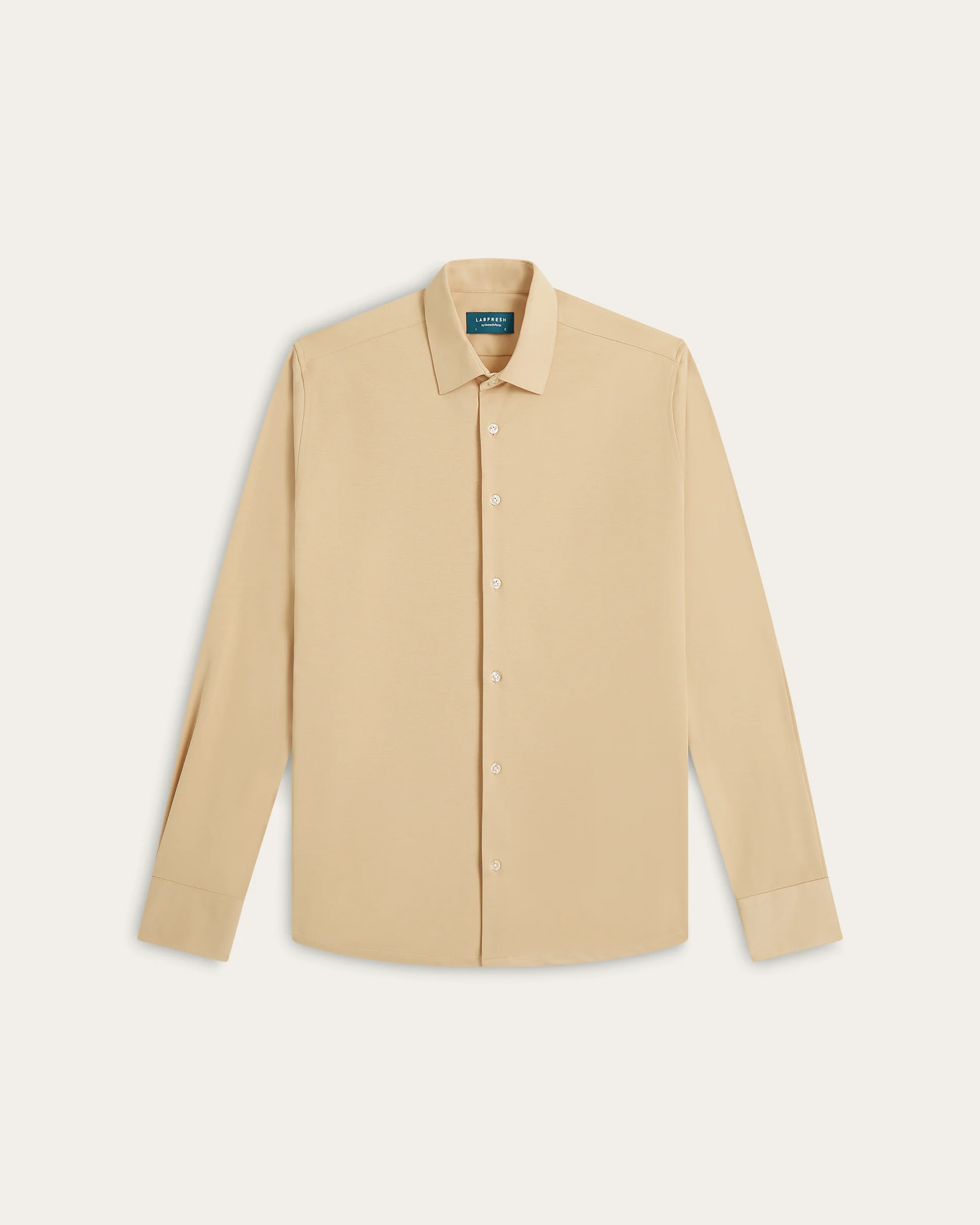 Knitted non-iron shirt Sand - Image 7