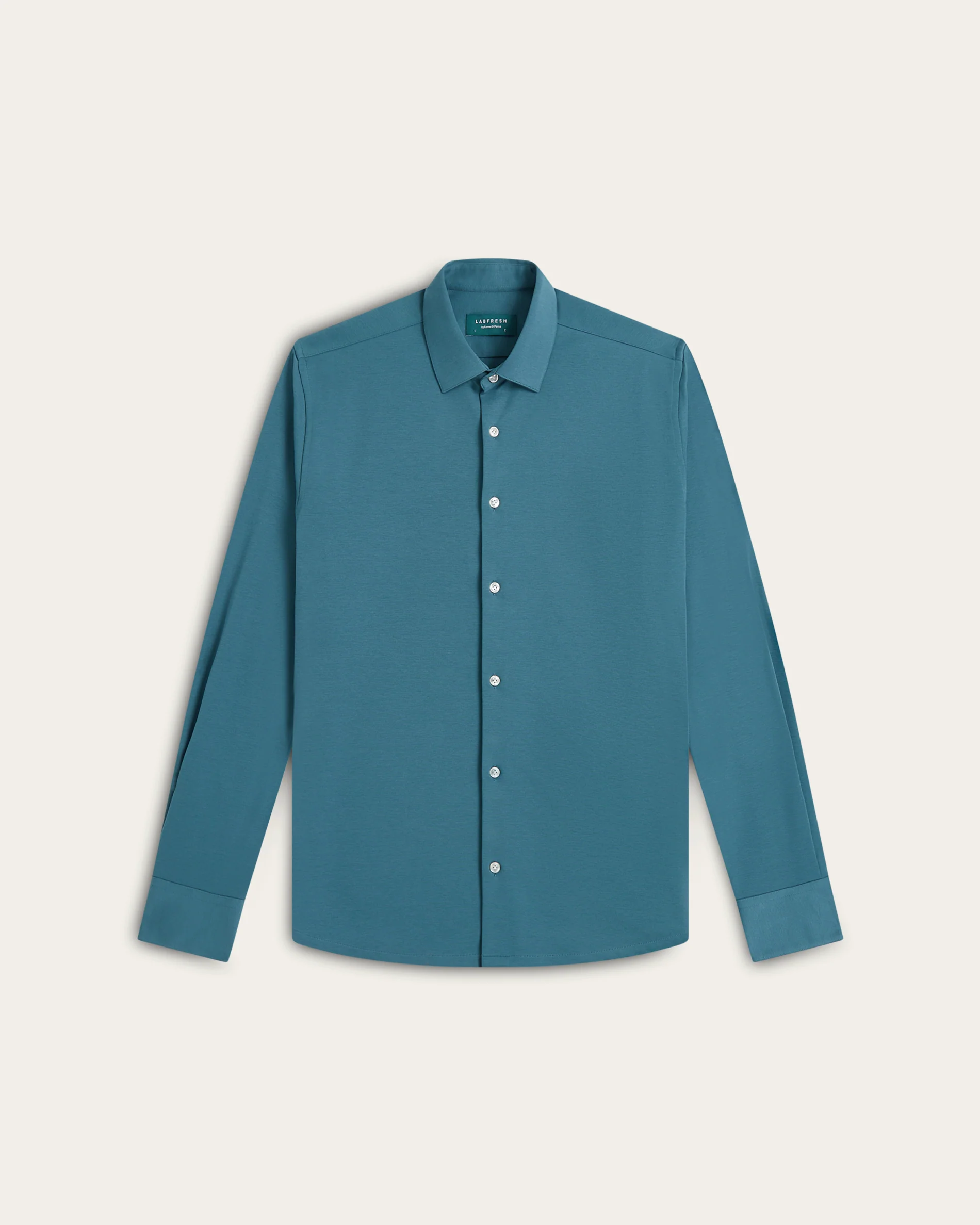 Knitted non-iron shirt Teal Blue - Image 7