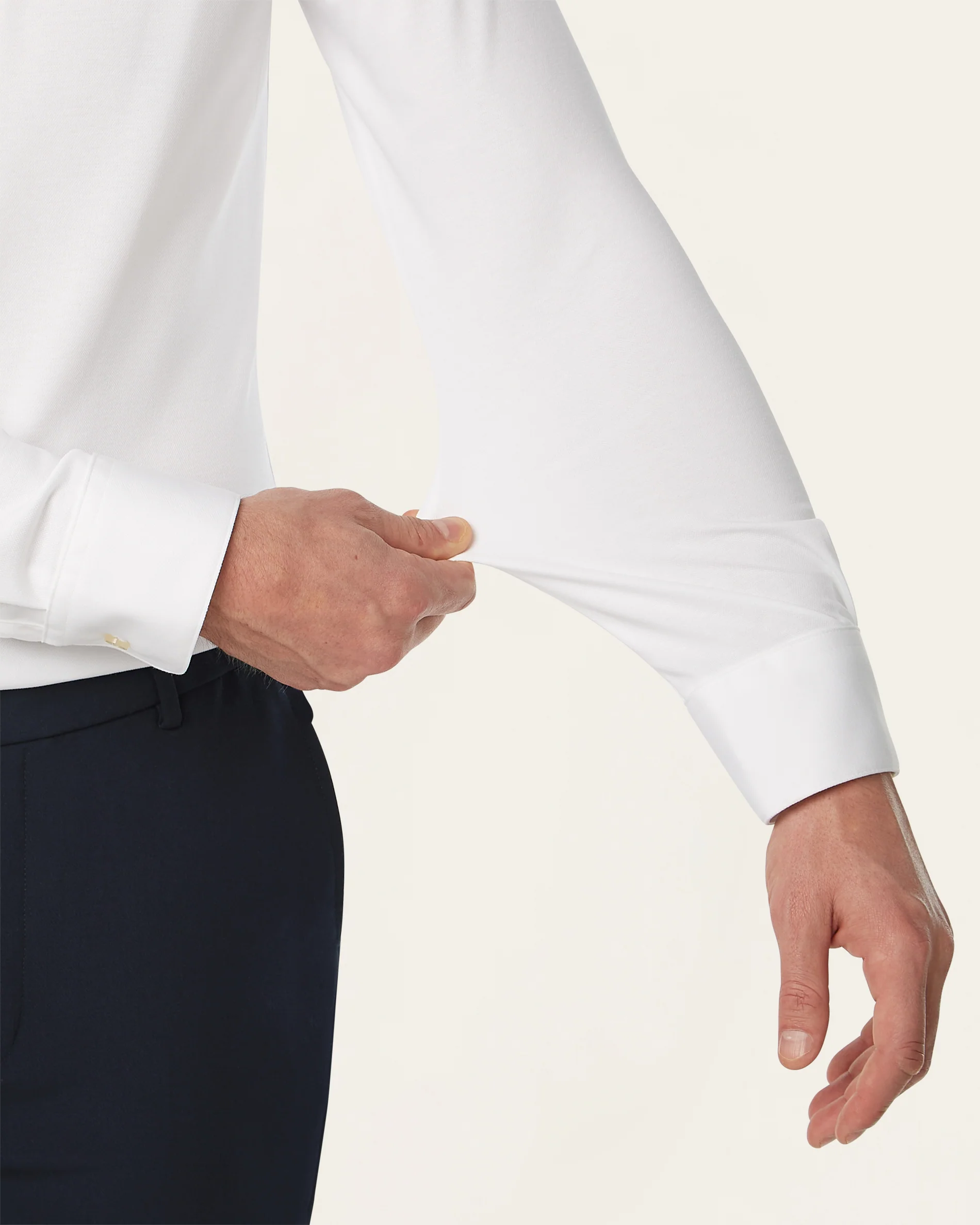 Knitted non-iron shirt white - Image 4