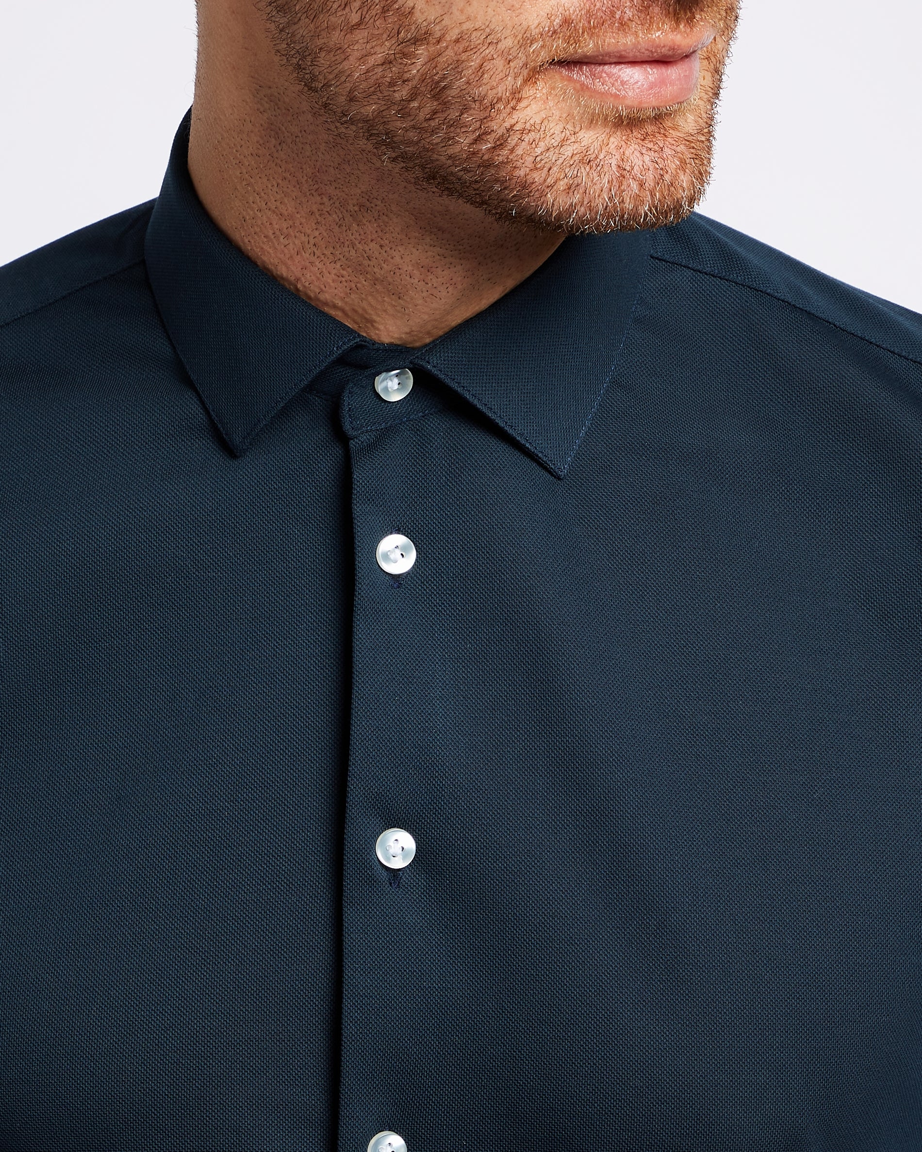 Knitted shirt navy - Image 3