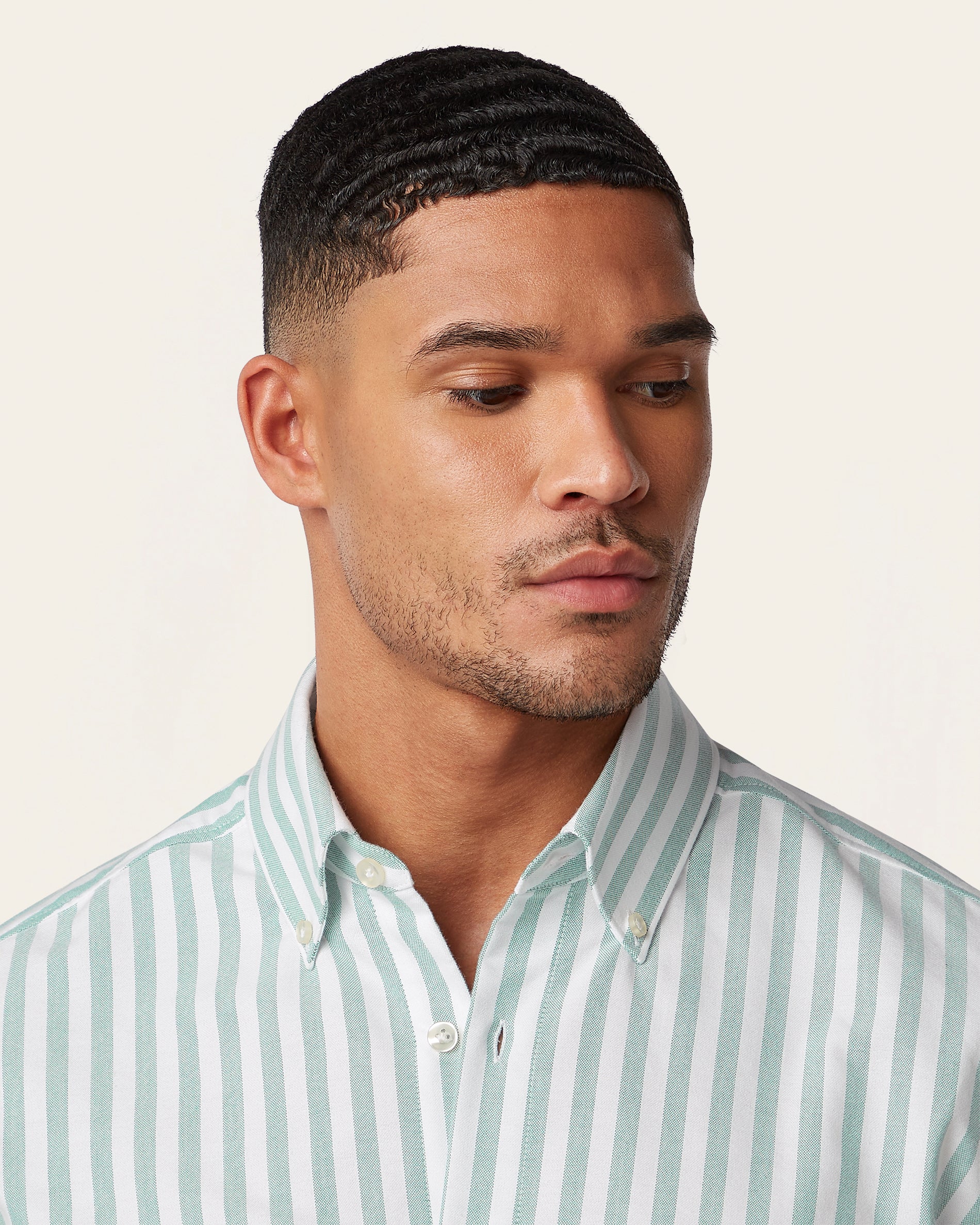 Oxford Shirt Green / White stripe - Image 4