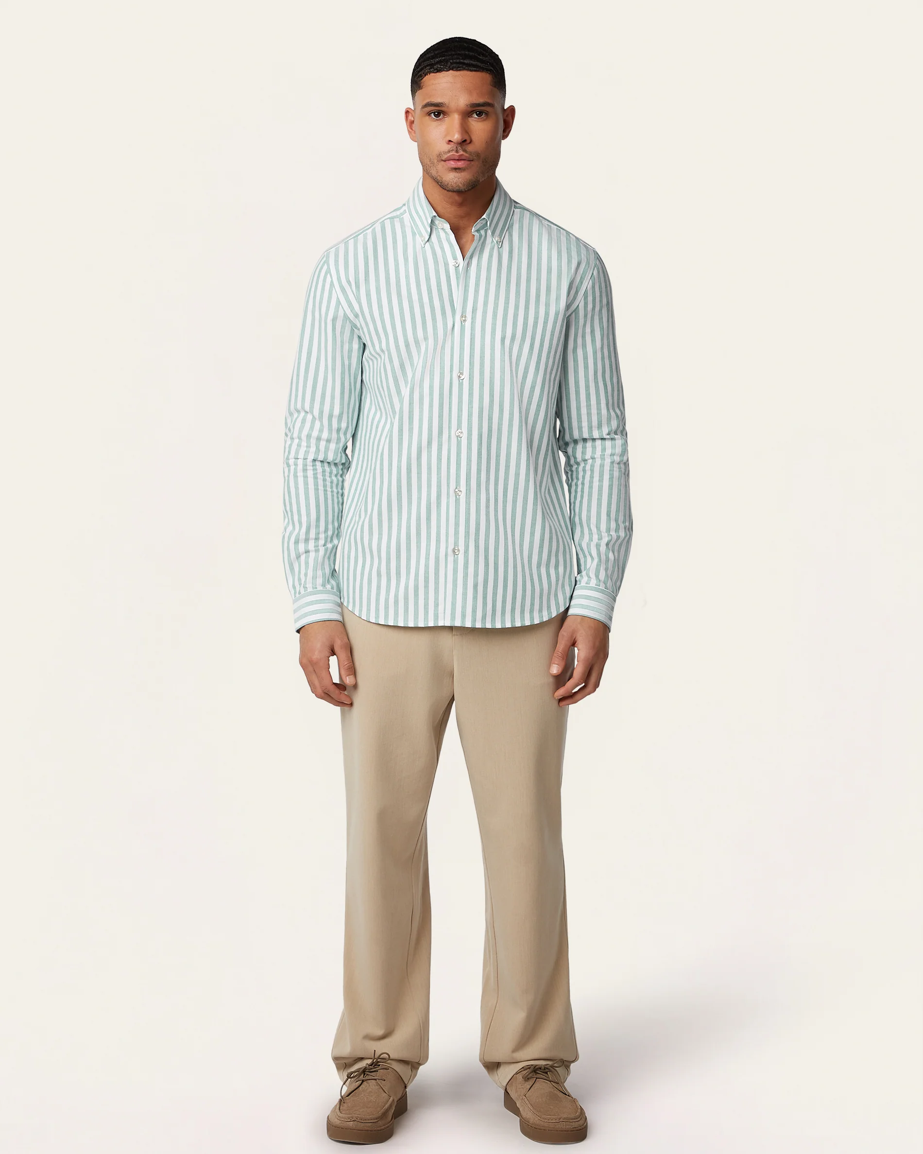 Oxford Shirt Green / White stripe - Image 5