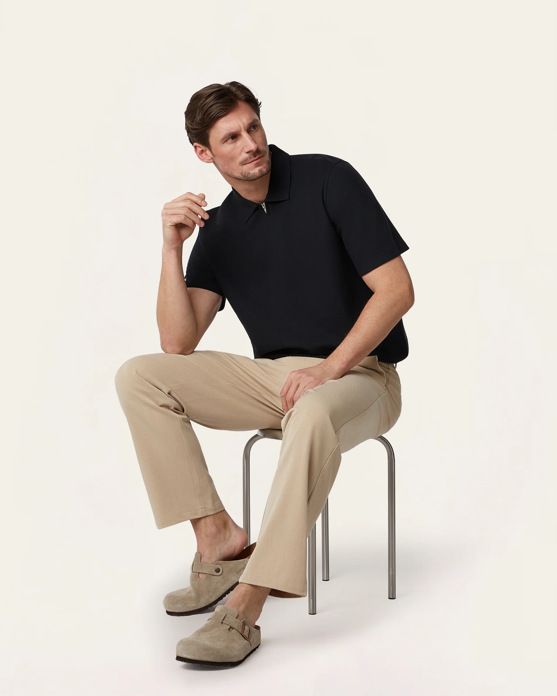 Relaxed Zip Polo Navy - Image 5