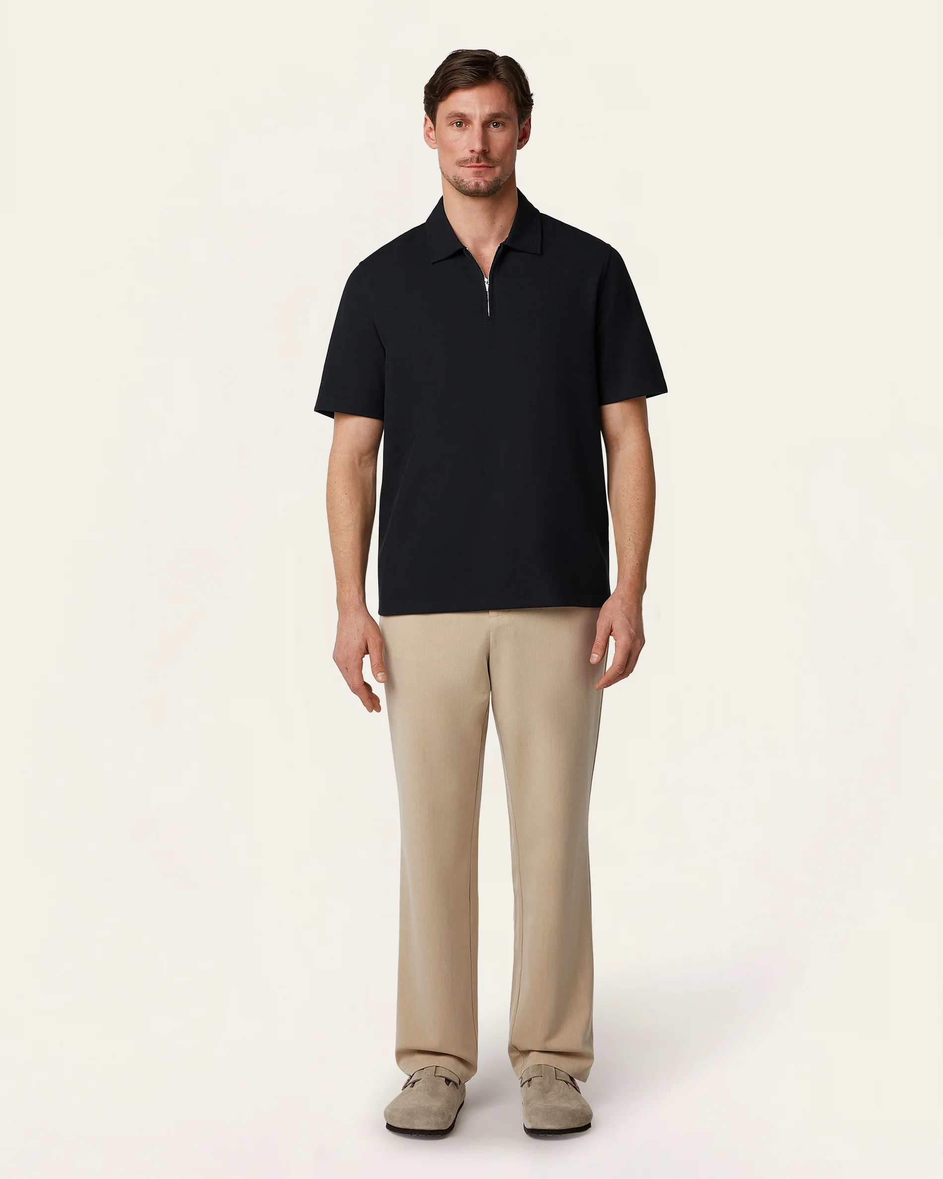 Relaxed Zip Polo Navy - Image 6