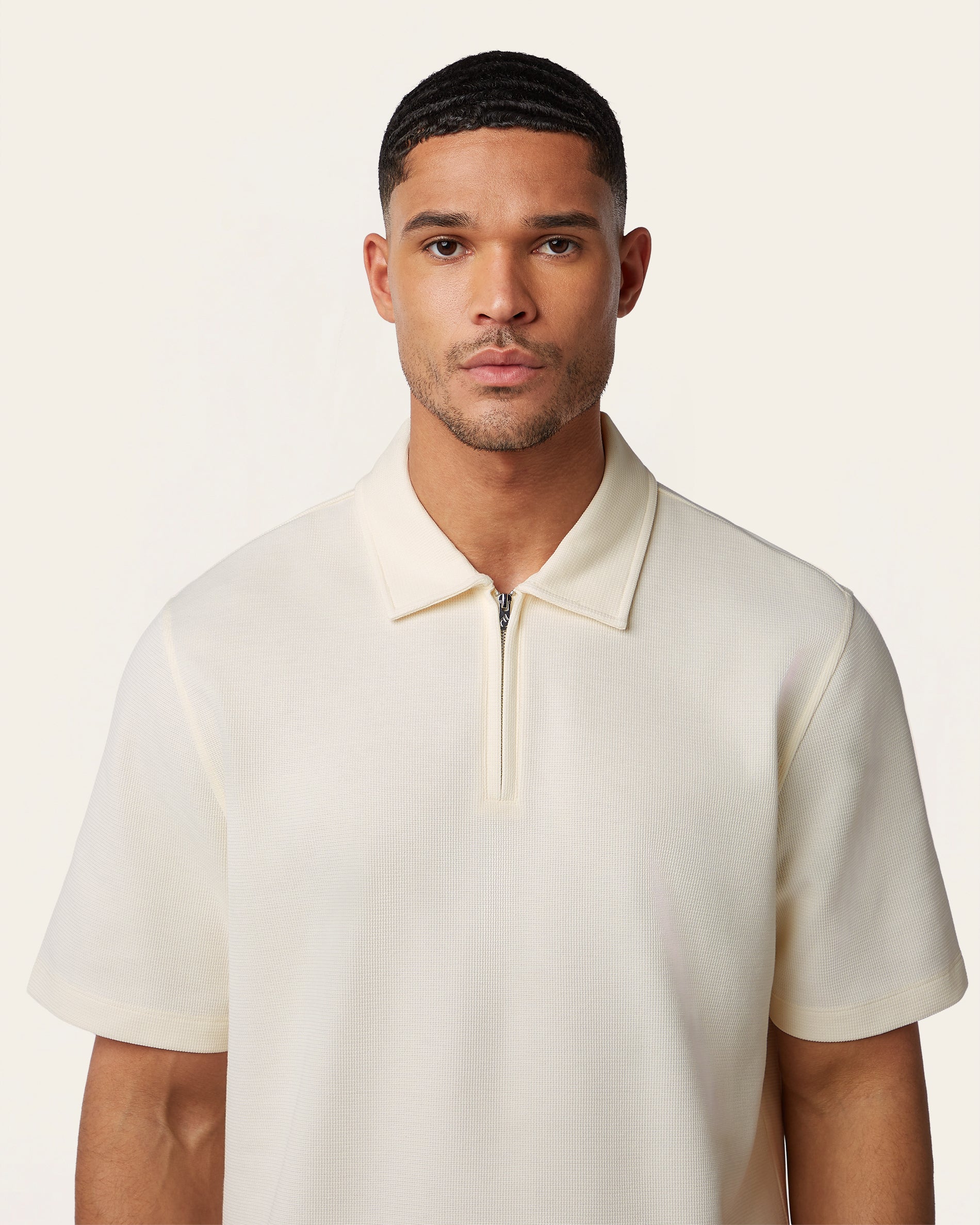 Relaxed Zip Polo Off White - Image 4