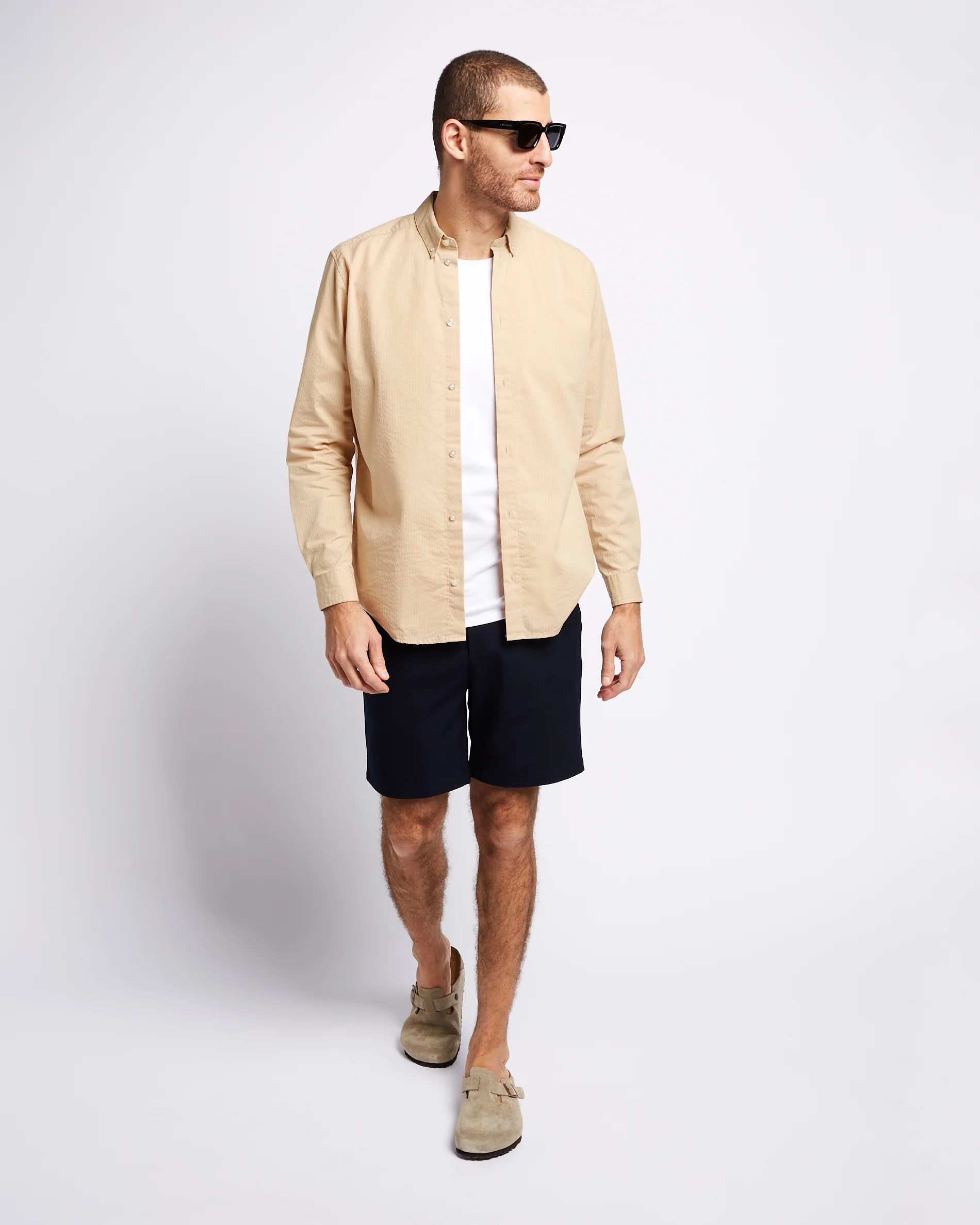 Seersucker shirt Sand - Image 5