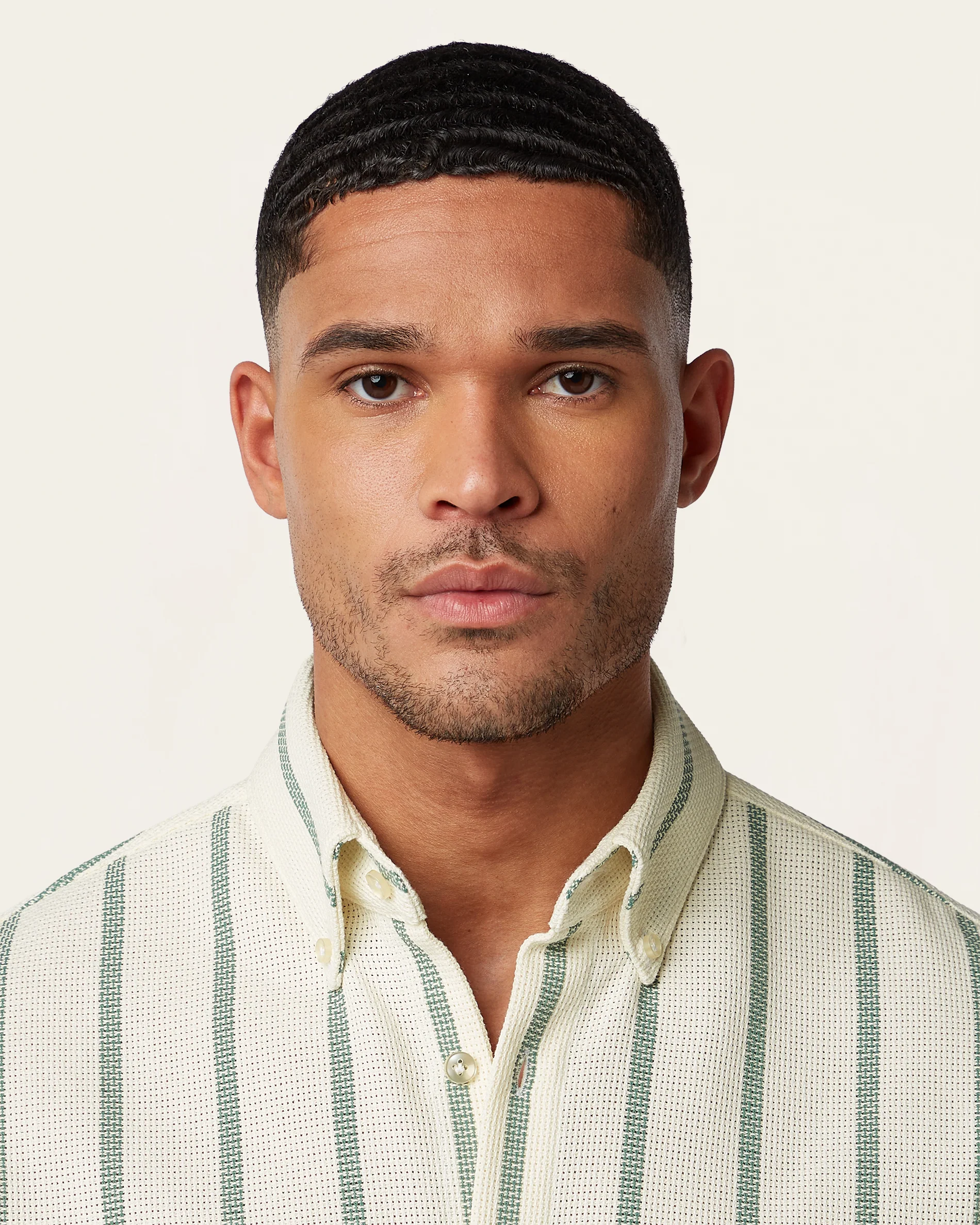 Short Sleeve Shirt Off White / Dark Green - Image 3