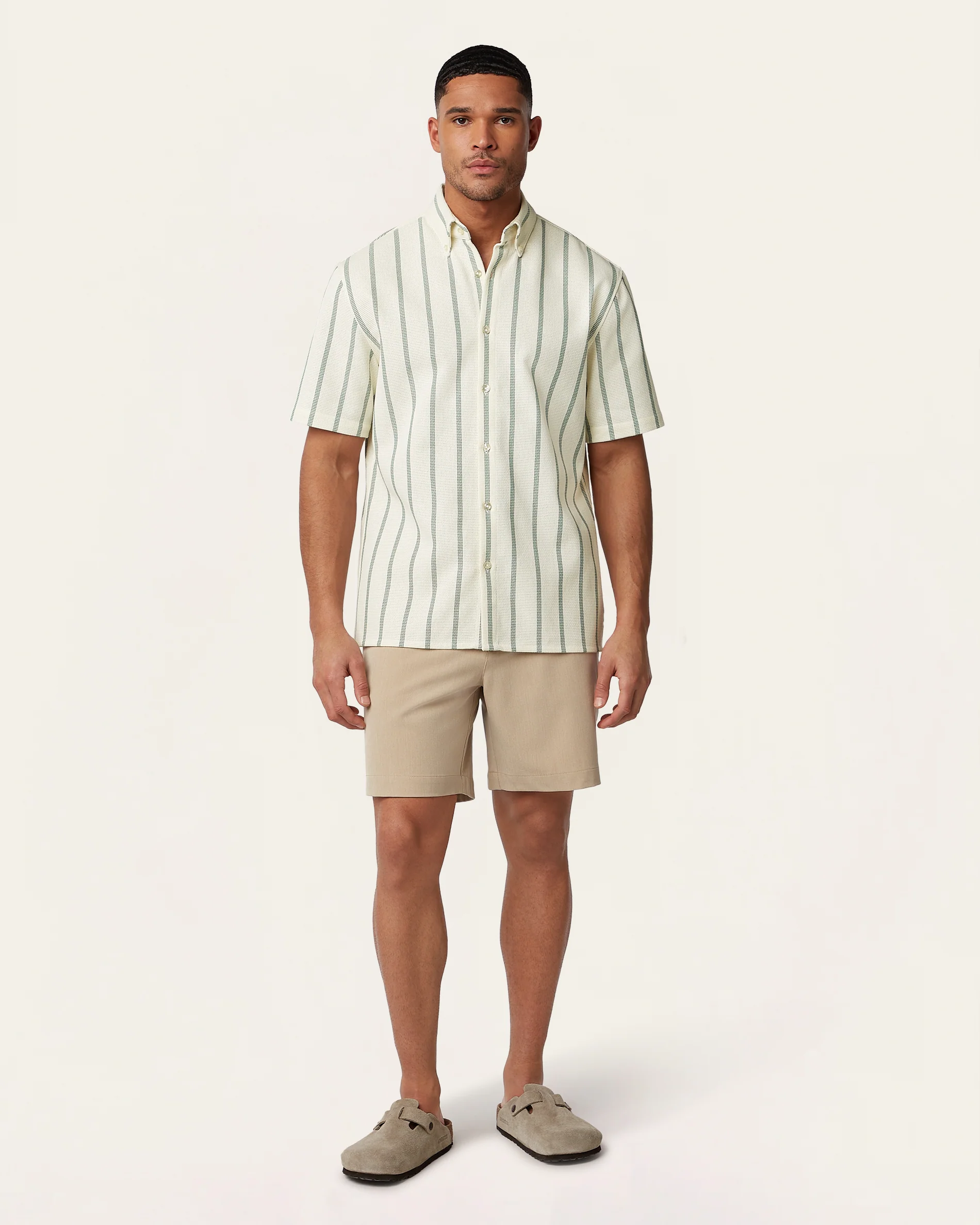 Short Sleeve Shirt Off White / Dark Green - Image 4