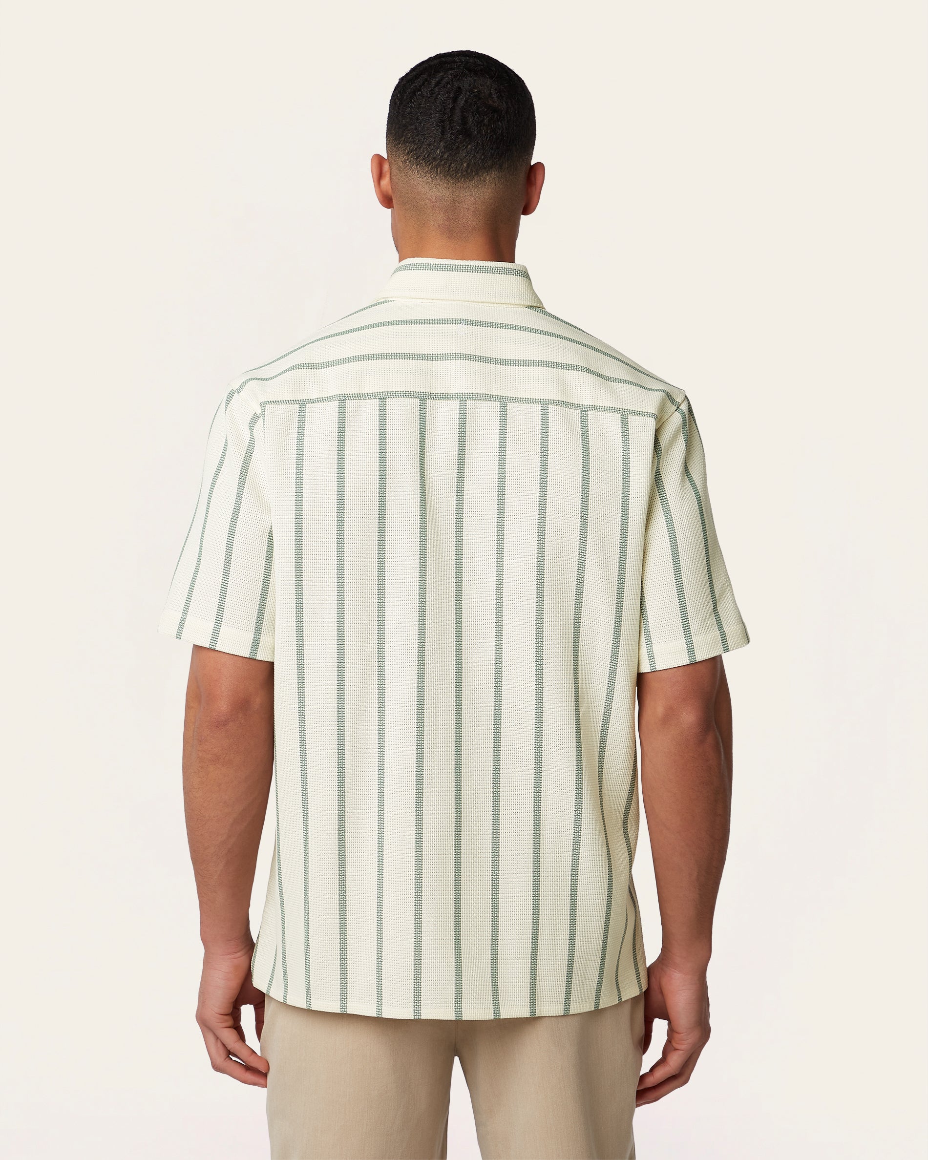 Short Sleeve Shirt Off White / Dark Green - Image 5