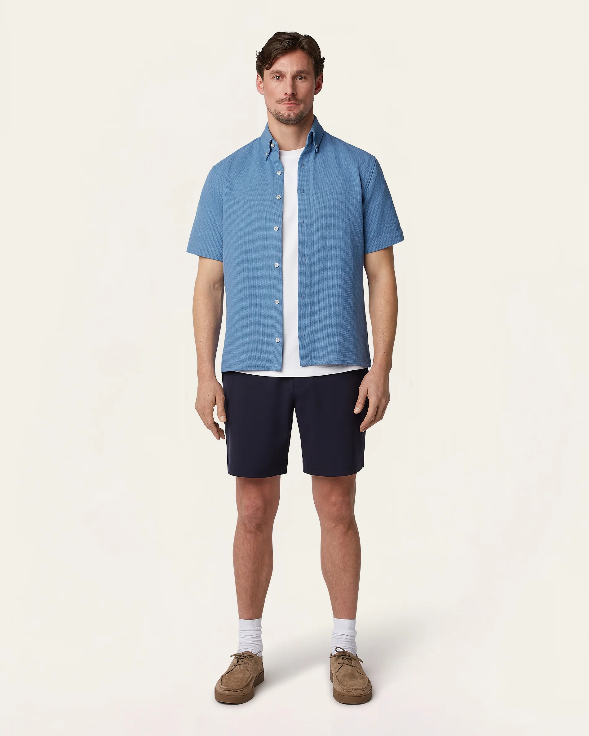 Short Sleeve Shirt Off White / Light Blue - Image 4