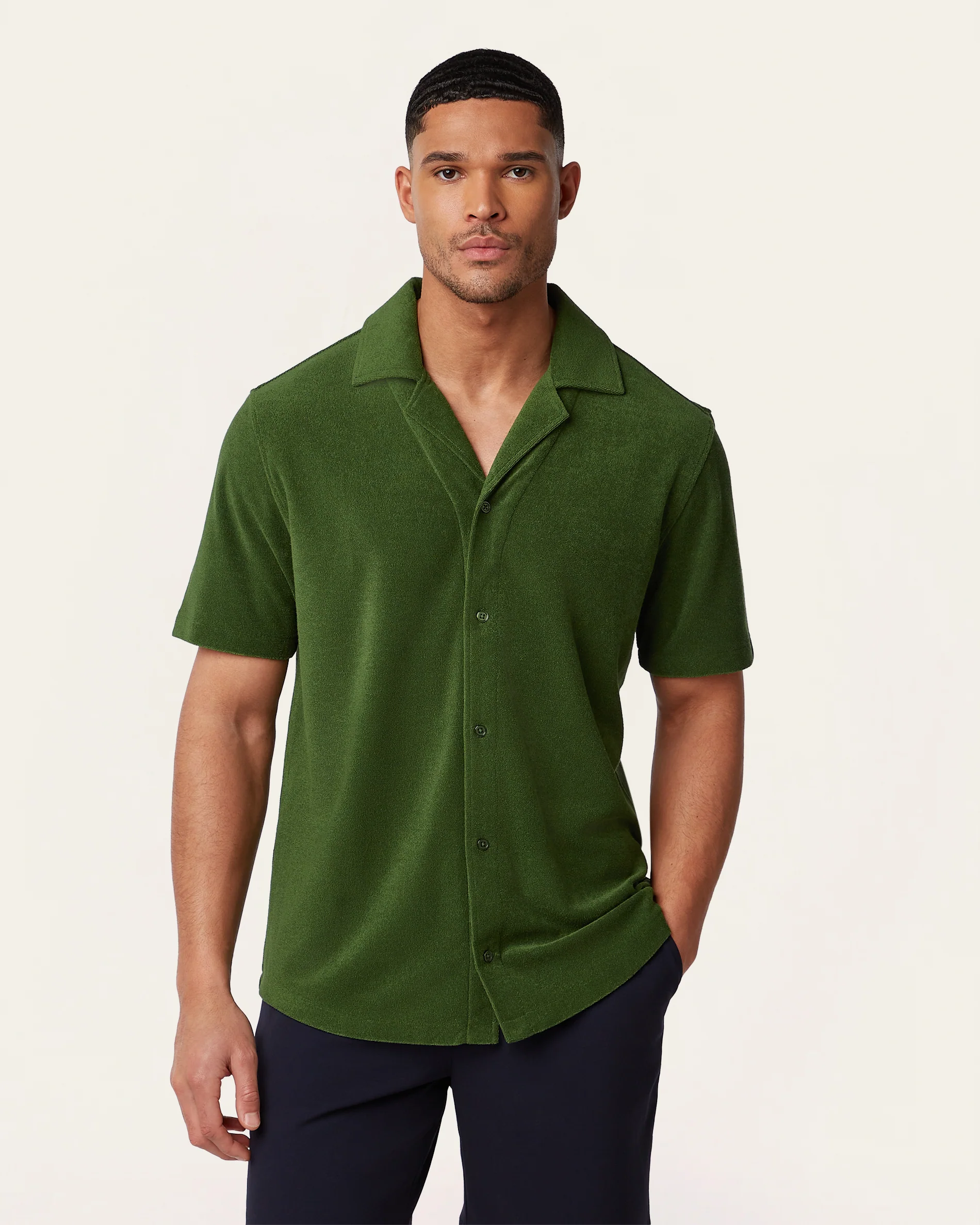 Short sleeve Terry Shirt Dark Green - Image 4
