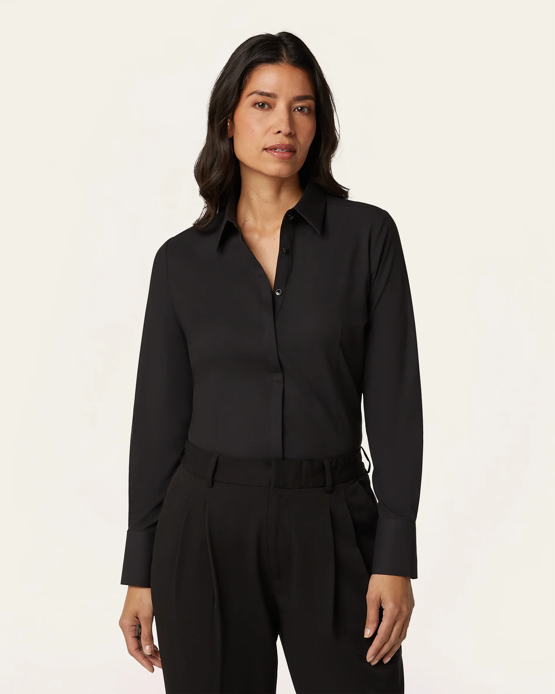 Slim fit Blouse - Black - Image 3