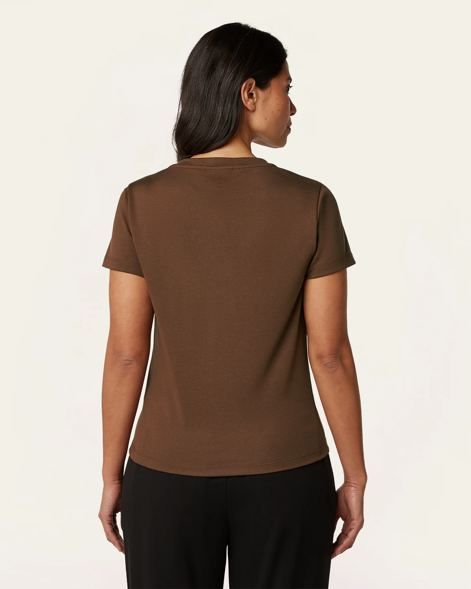 Interlock V-neck Slim Fit T-shirt - Brown - Image 3