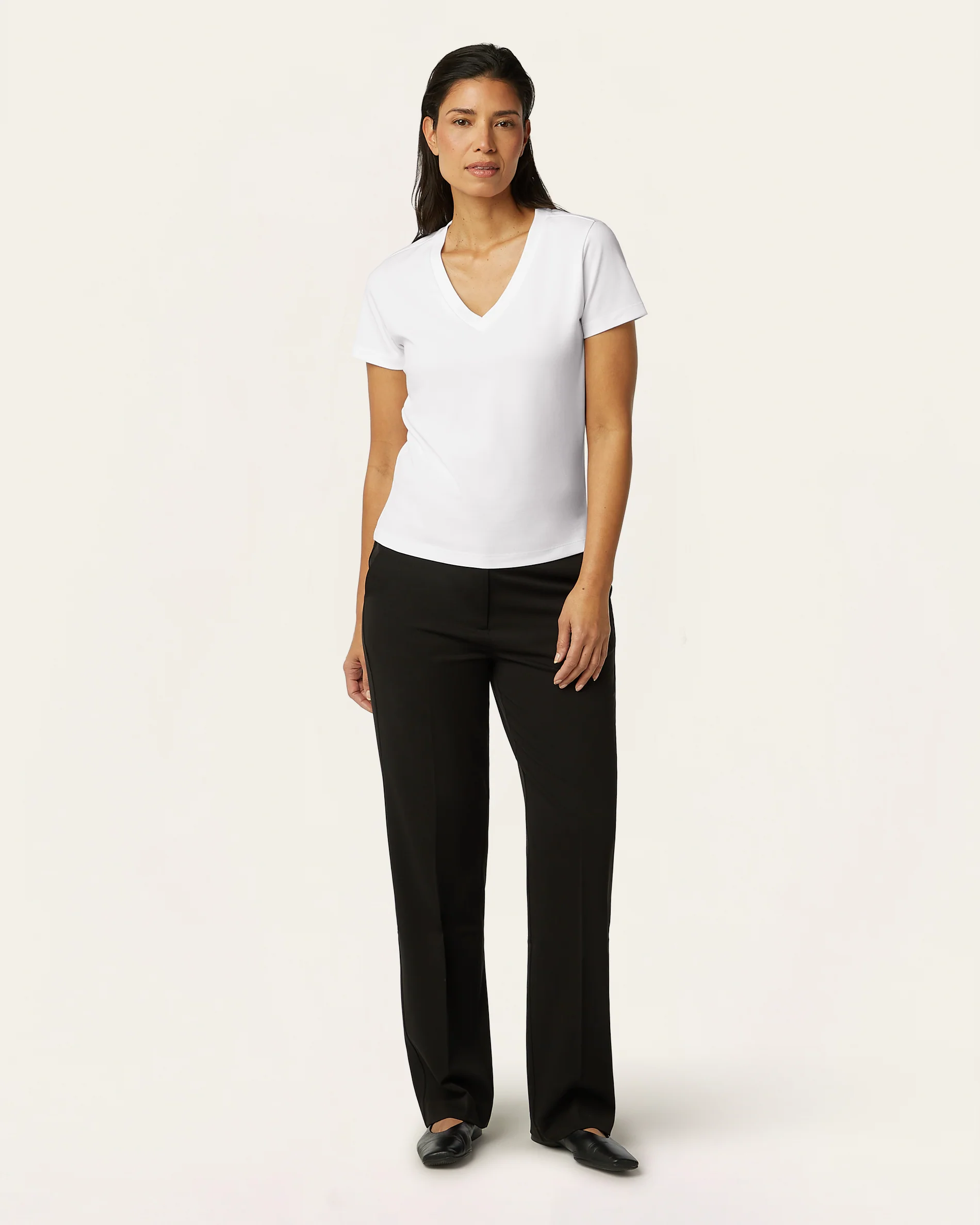 Interlock V-neck Slim T-shirt - White - Image 2