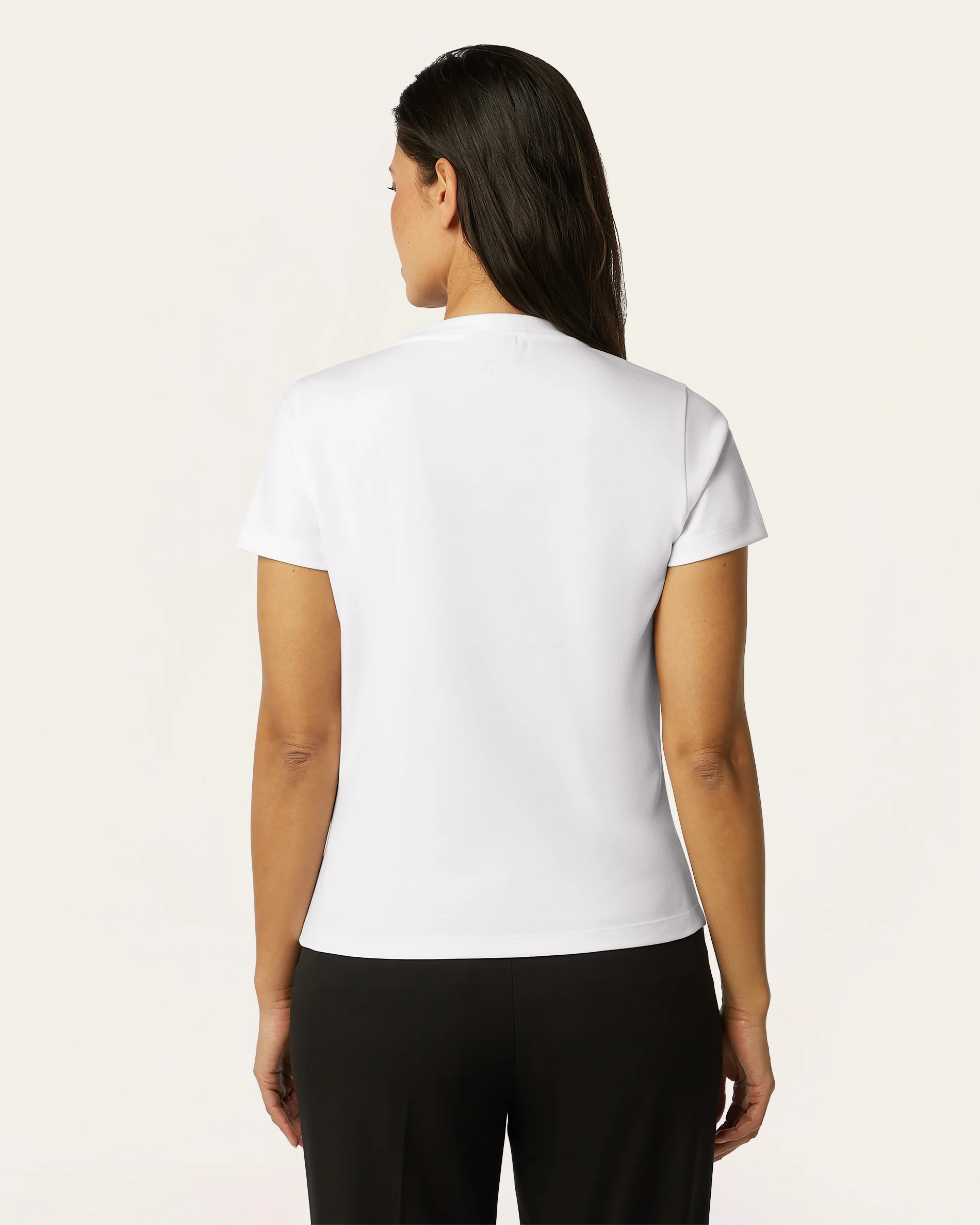 Interlock V-neck Slim T-shirt - White - Image 4