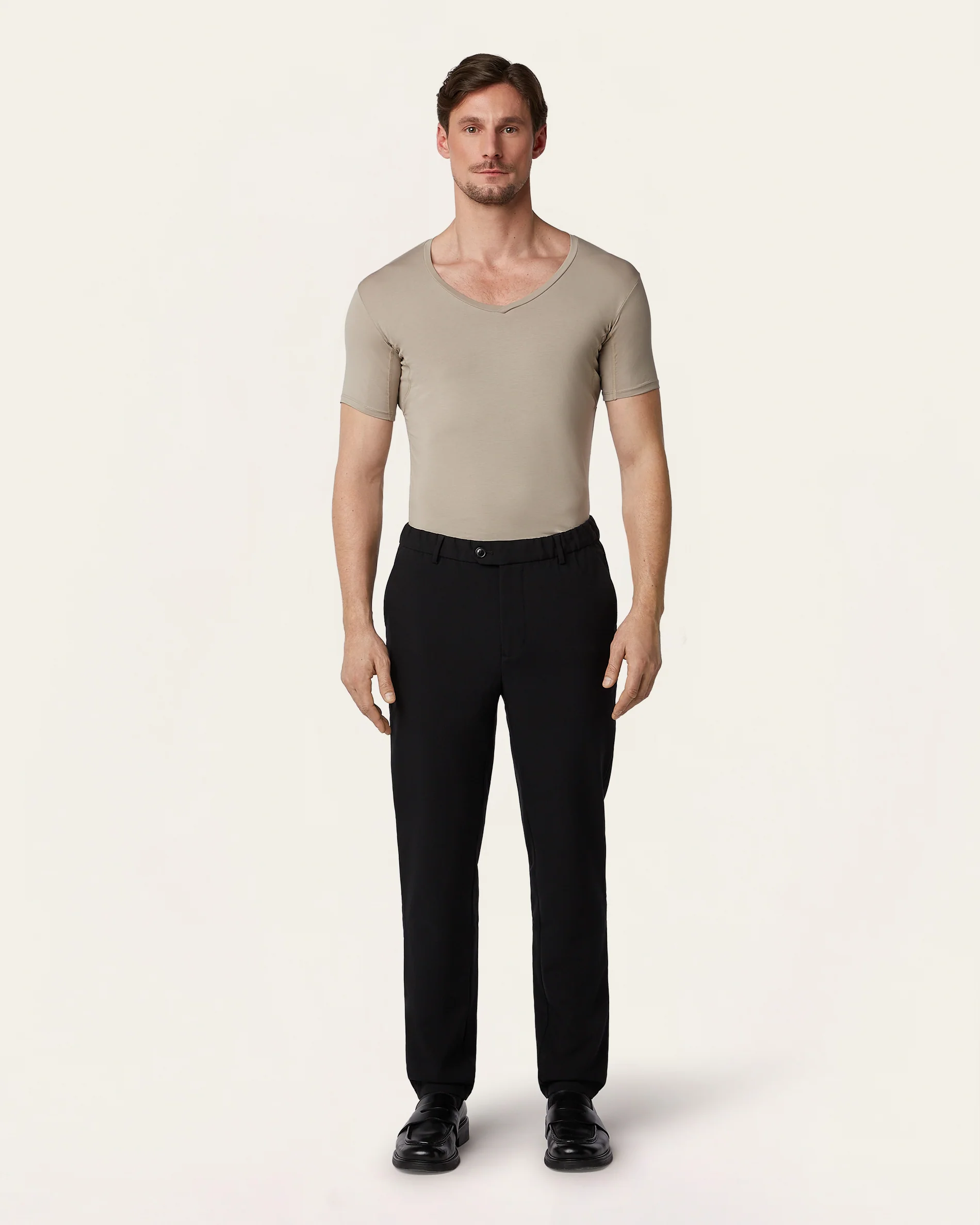 V-neck Sweat-proof undershirt khaki - Image 3